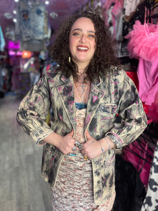 Vintage 90s Painted Denim Blazer