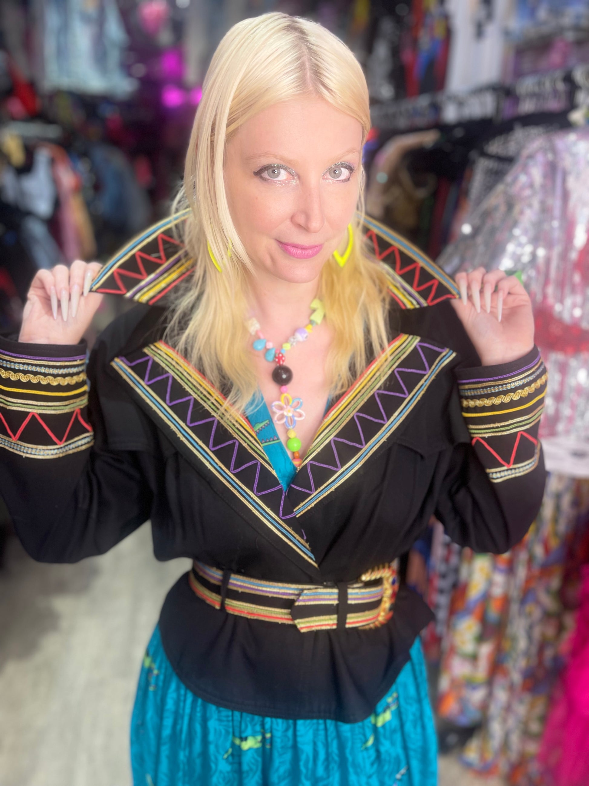 Vintage 90s Black Belted Fitted Jacket - Spark Pretty