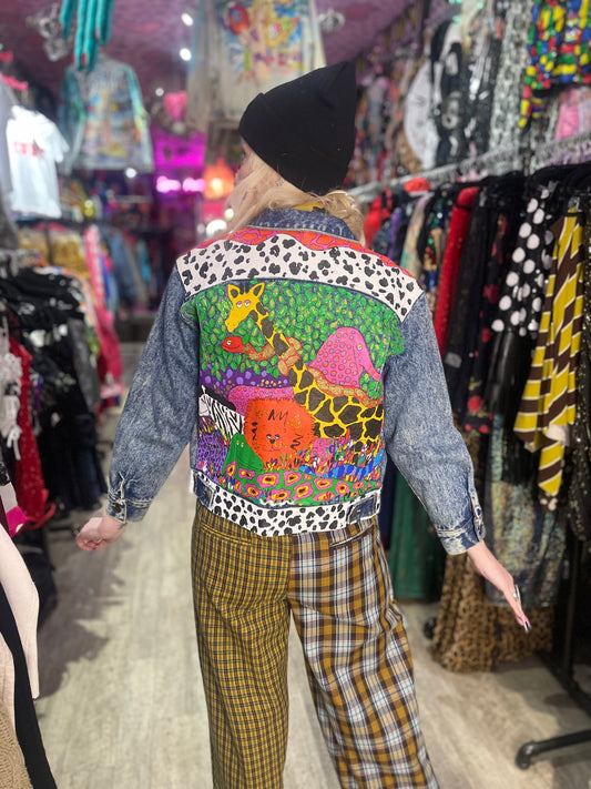 Vintage 90s Painted Safari Jean Jacket - Spark Pretty