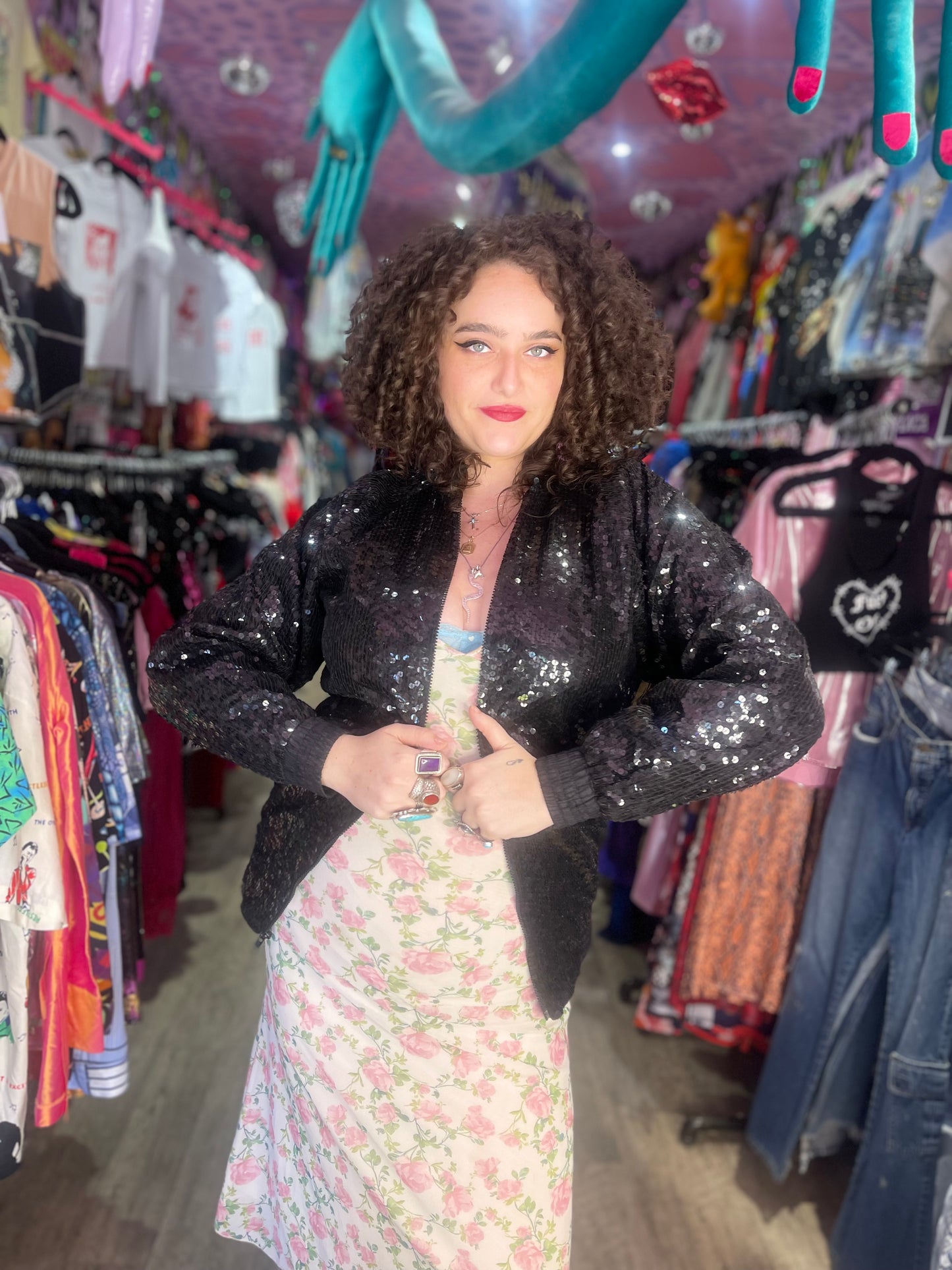 Vintage 80s Sequin Rolls Royce Bomber Jacket