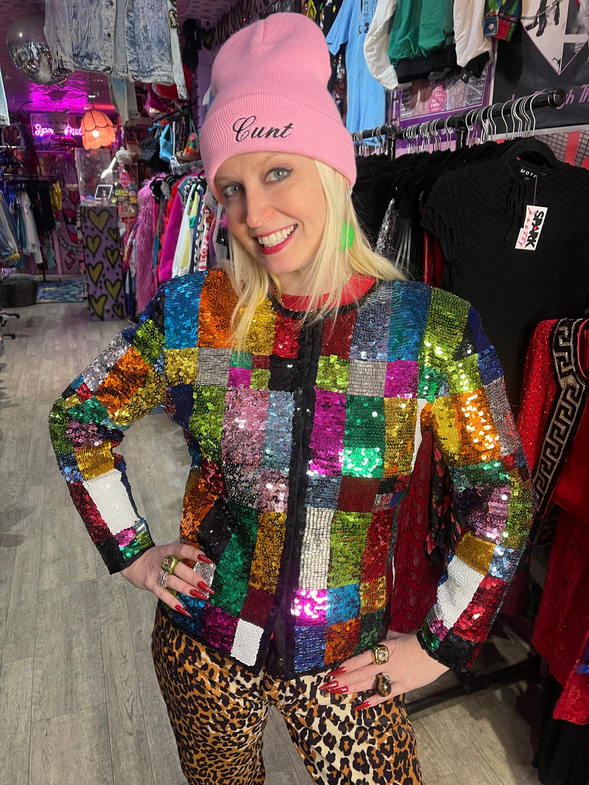 Vintage 90s Sequin Rainbow Cropped Jacket - Spark Pretty