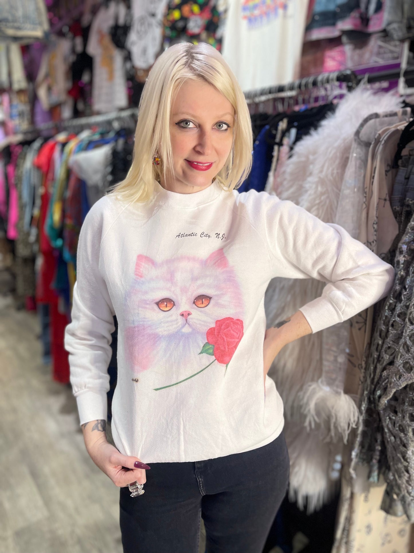 Vintage 80s Cat Sweatshirt