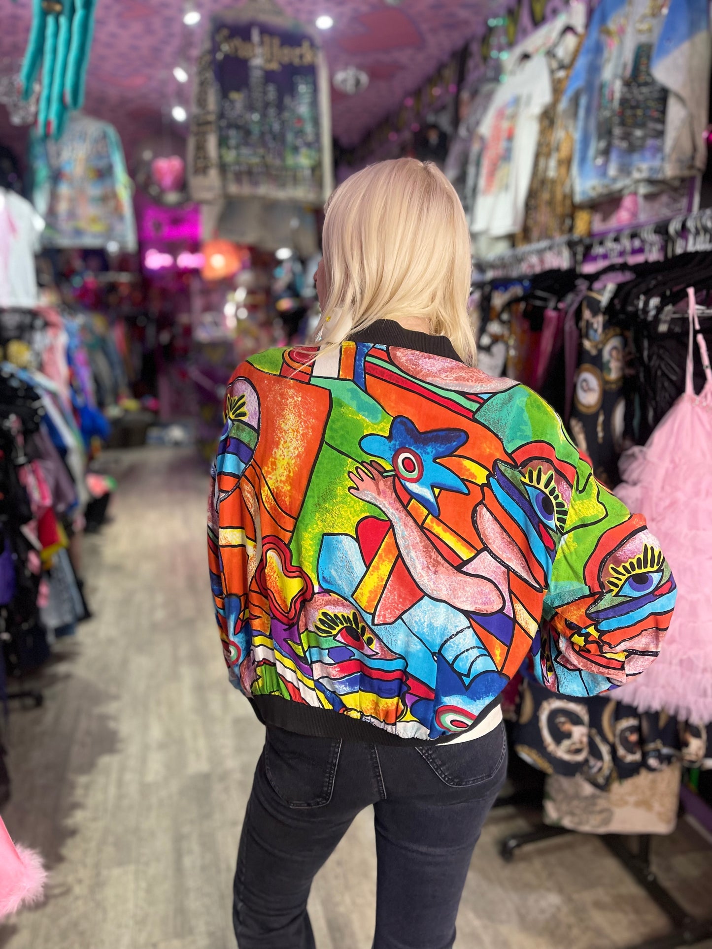 Vintage 90s Sequin Art Print Graphic Jacket - Spark Pretty