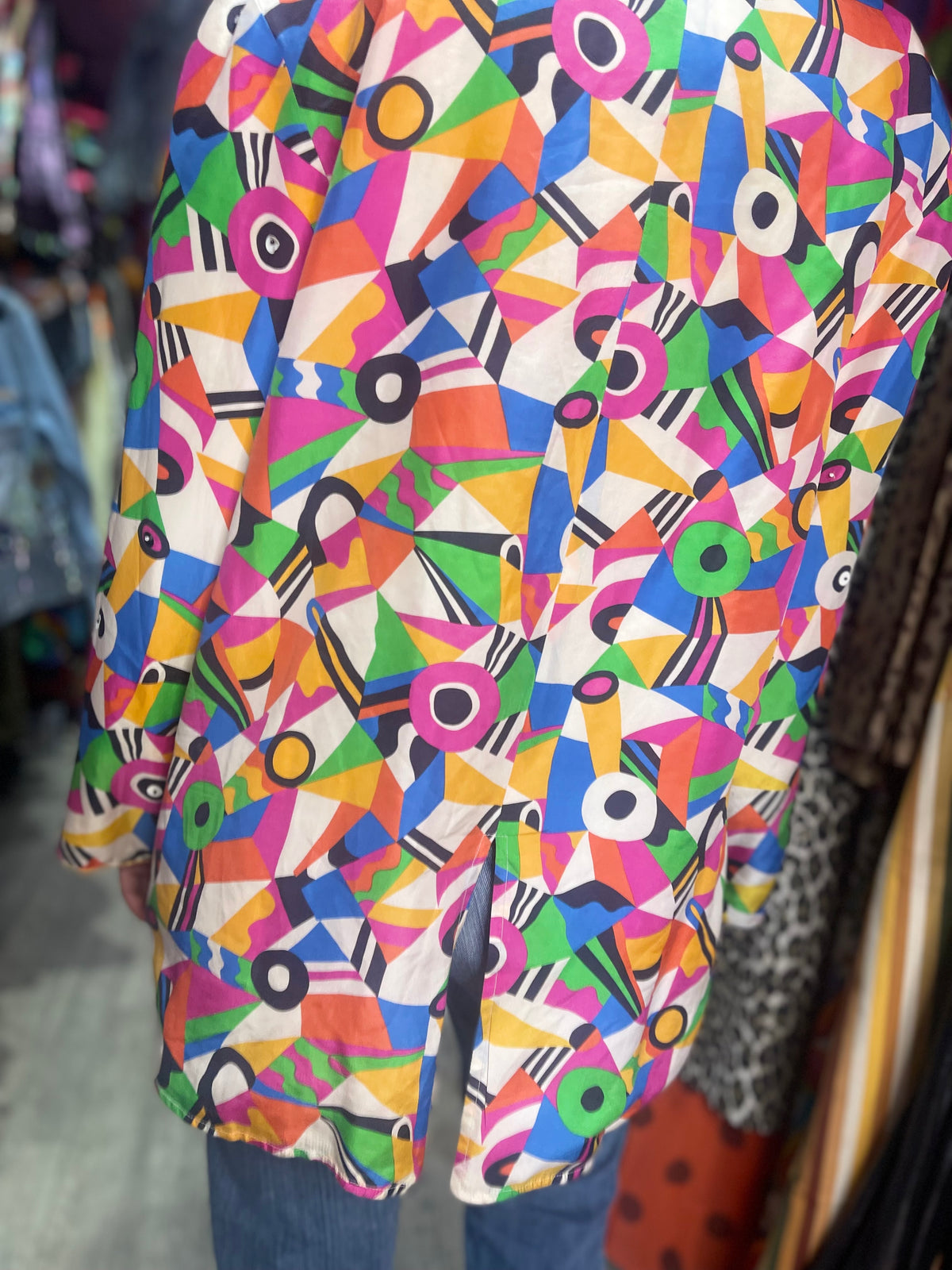 Vintage 80s Silk Geometric Kimono Jacket - Spark Pretty