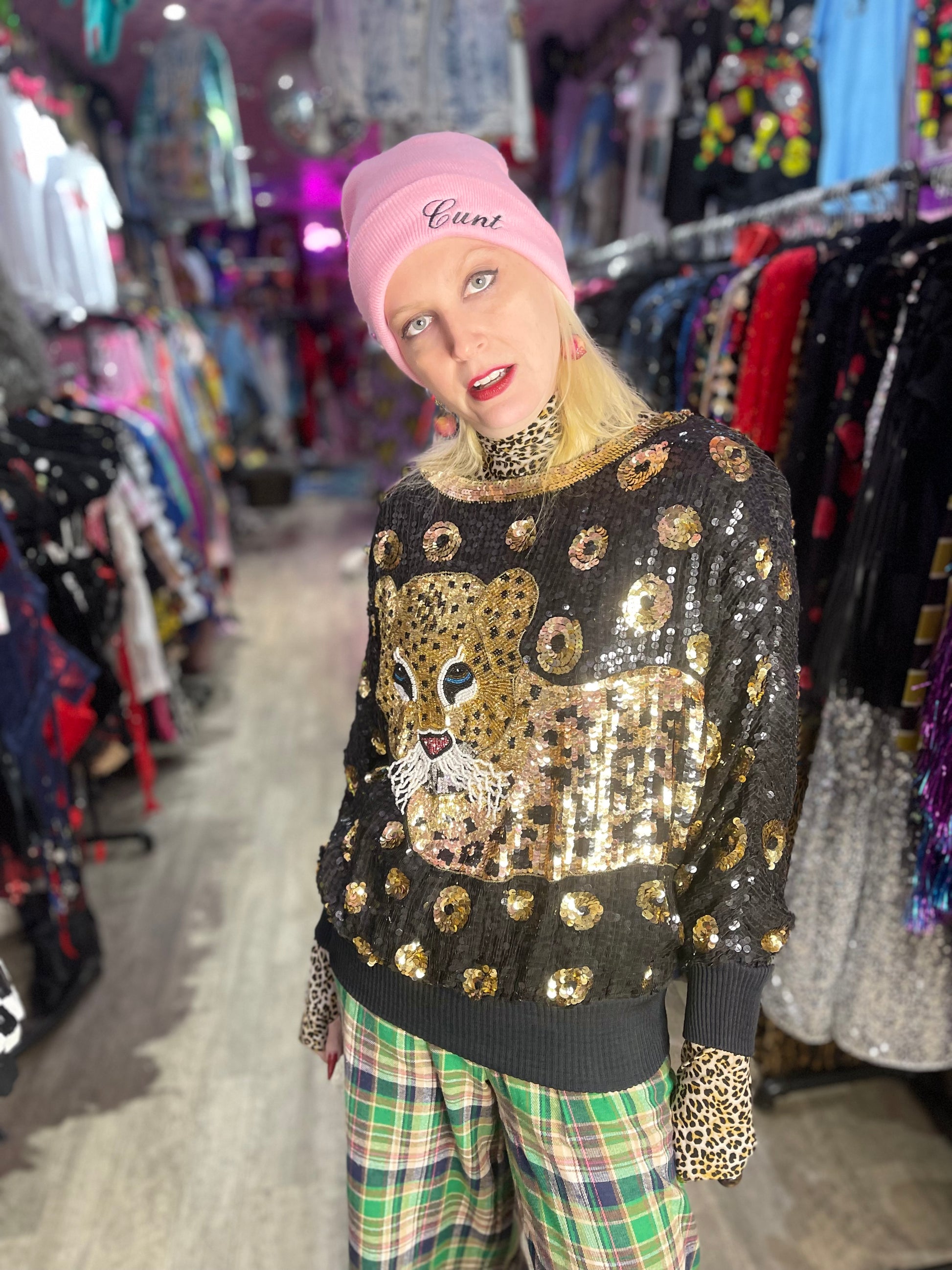Vintage 80s Sequin Tiger Blouse - Spark Pretty