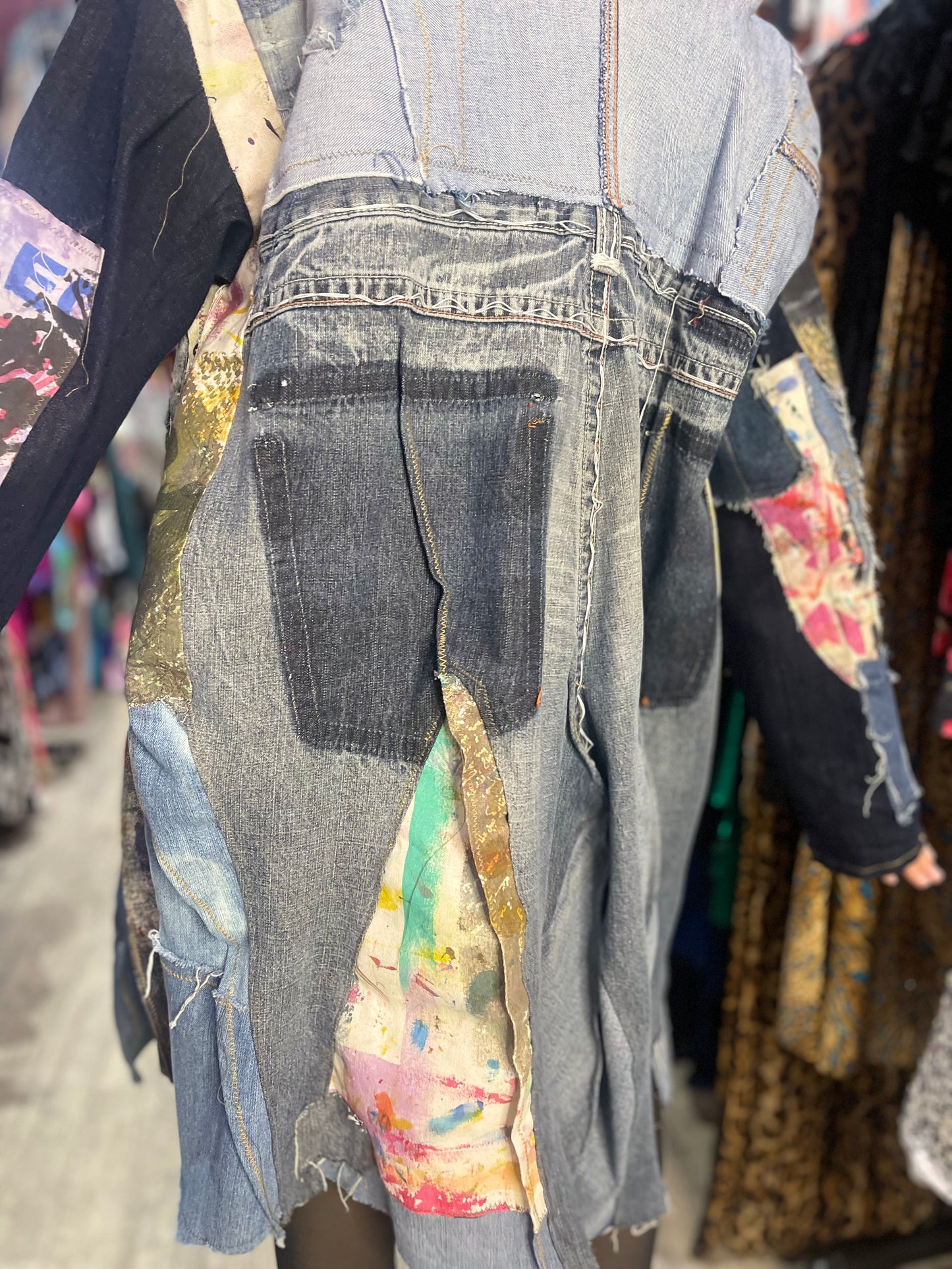 Vintage Y2K Denim Patchwork Duster