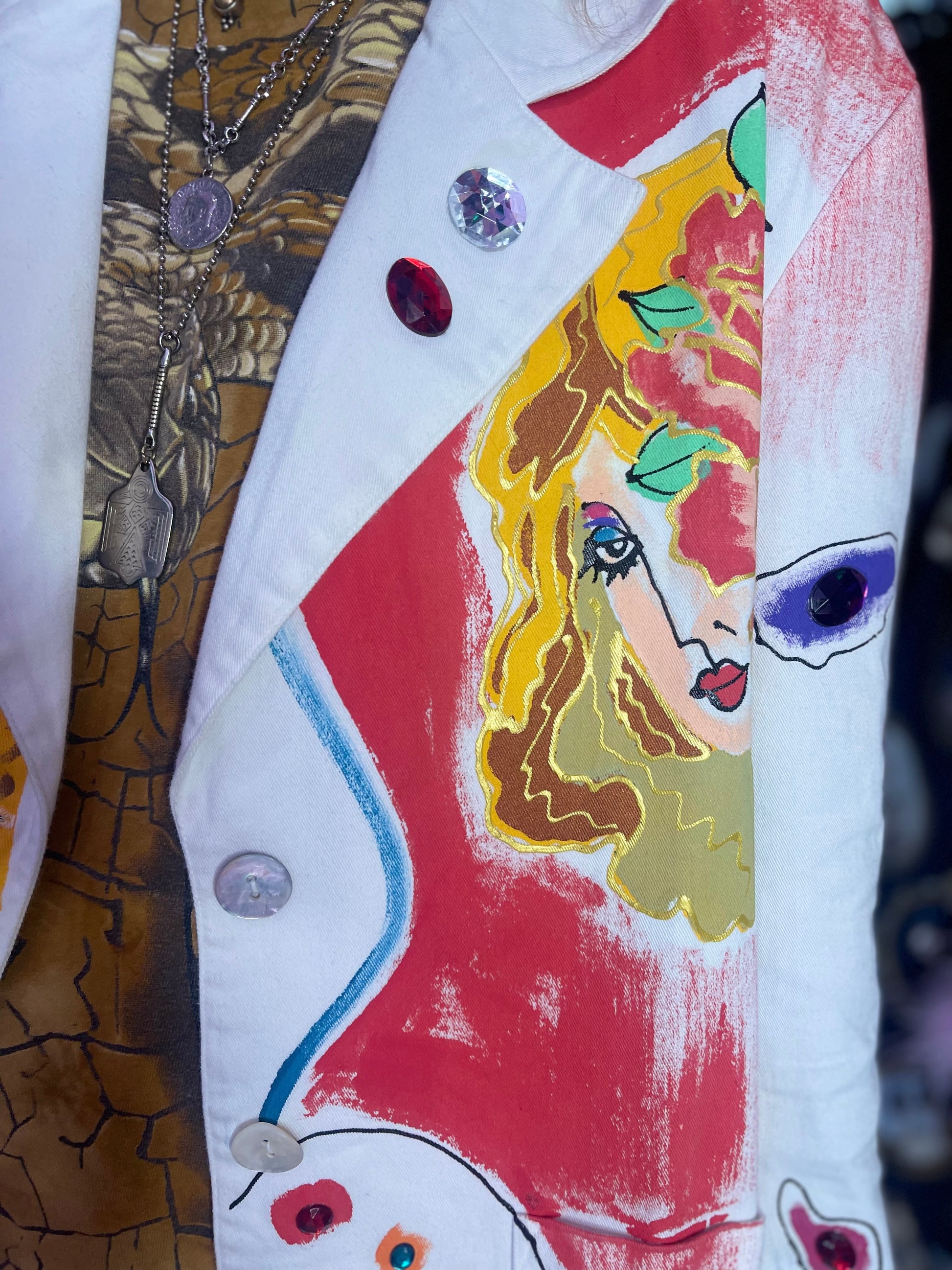Vintage 90s Painted and Bedazzled Blazer - Spark Pretty