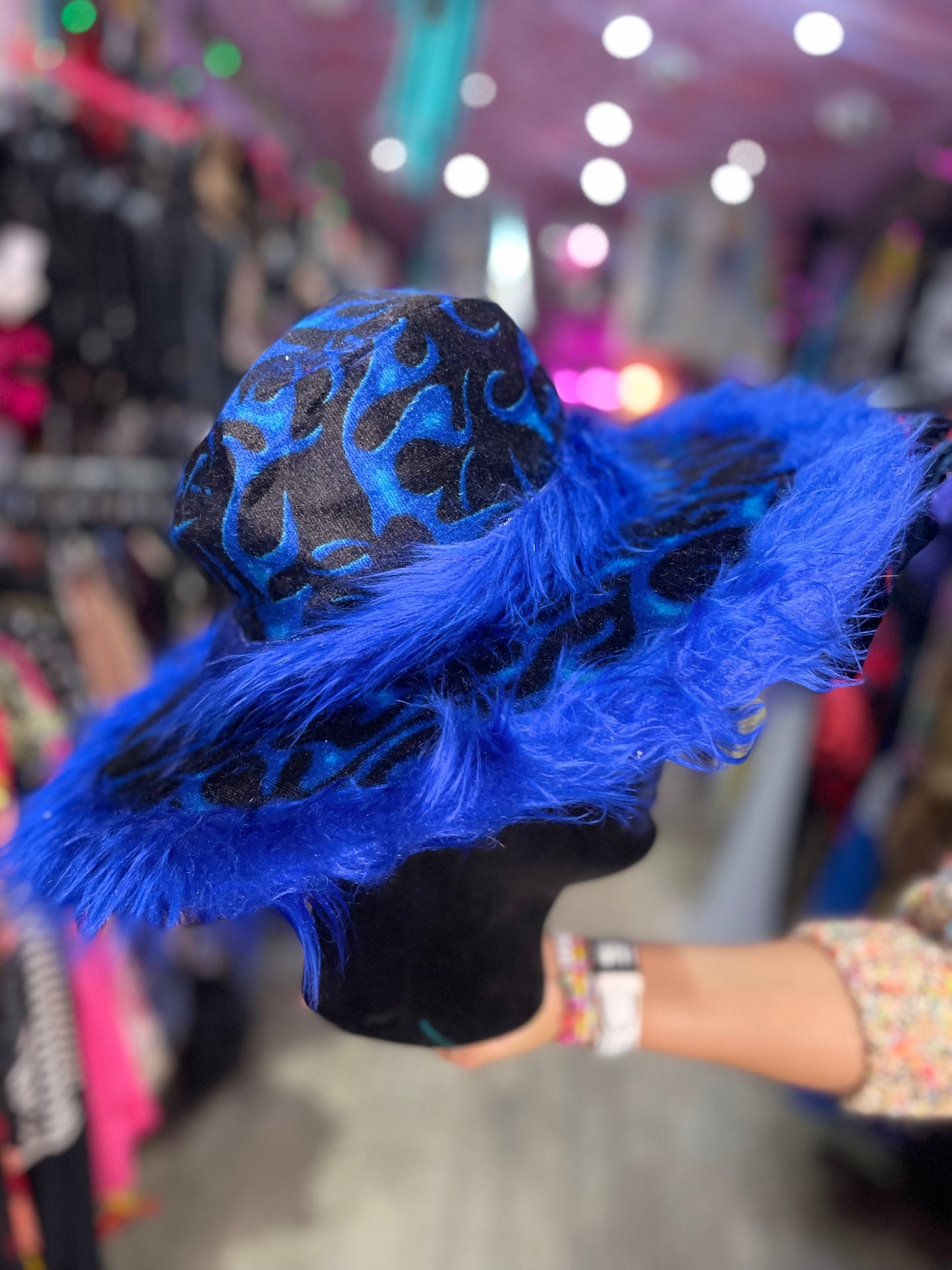 Flame and Faux Fur Rave Hat