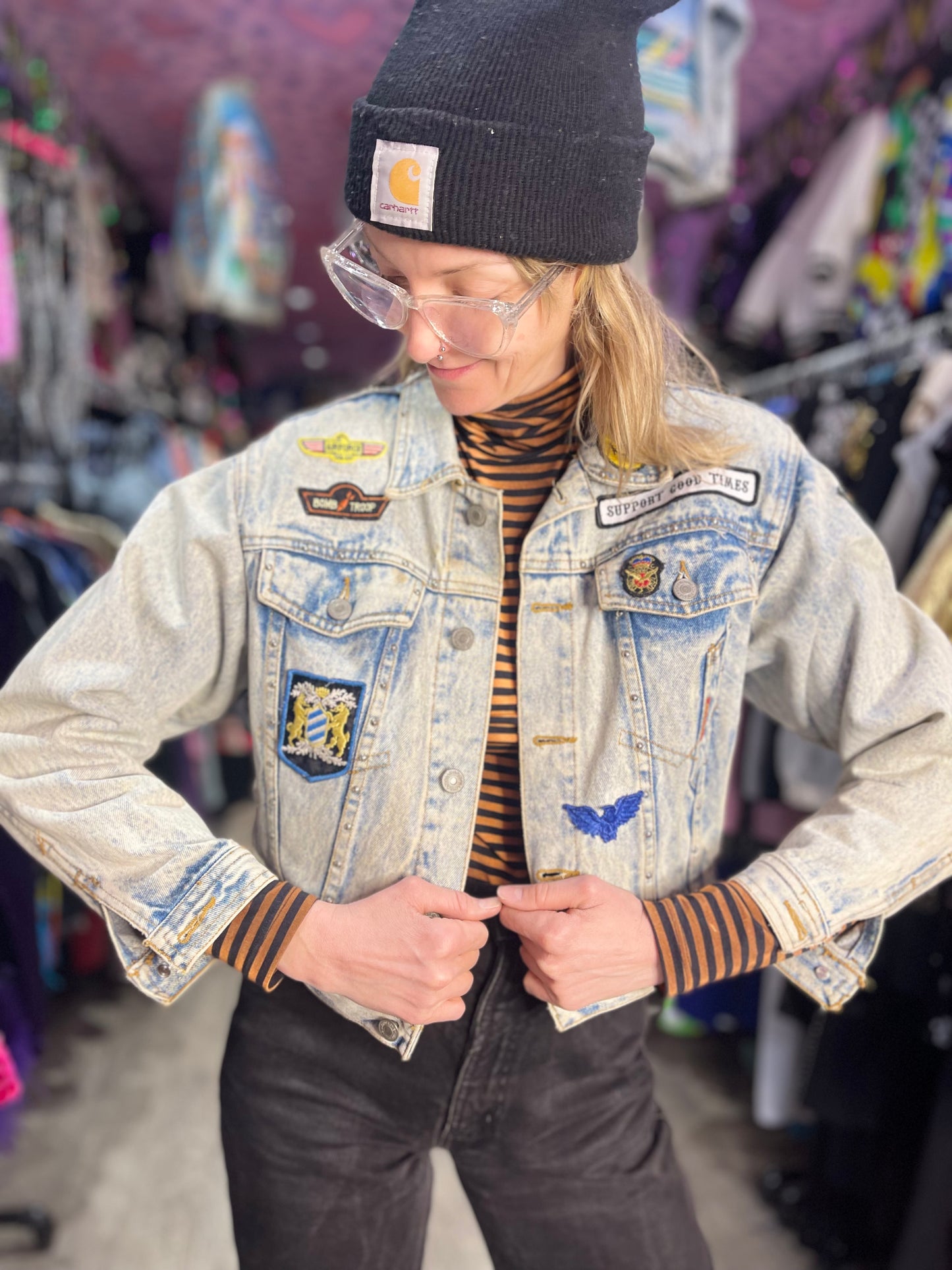Vintage 80s Jean Jacket with Patches