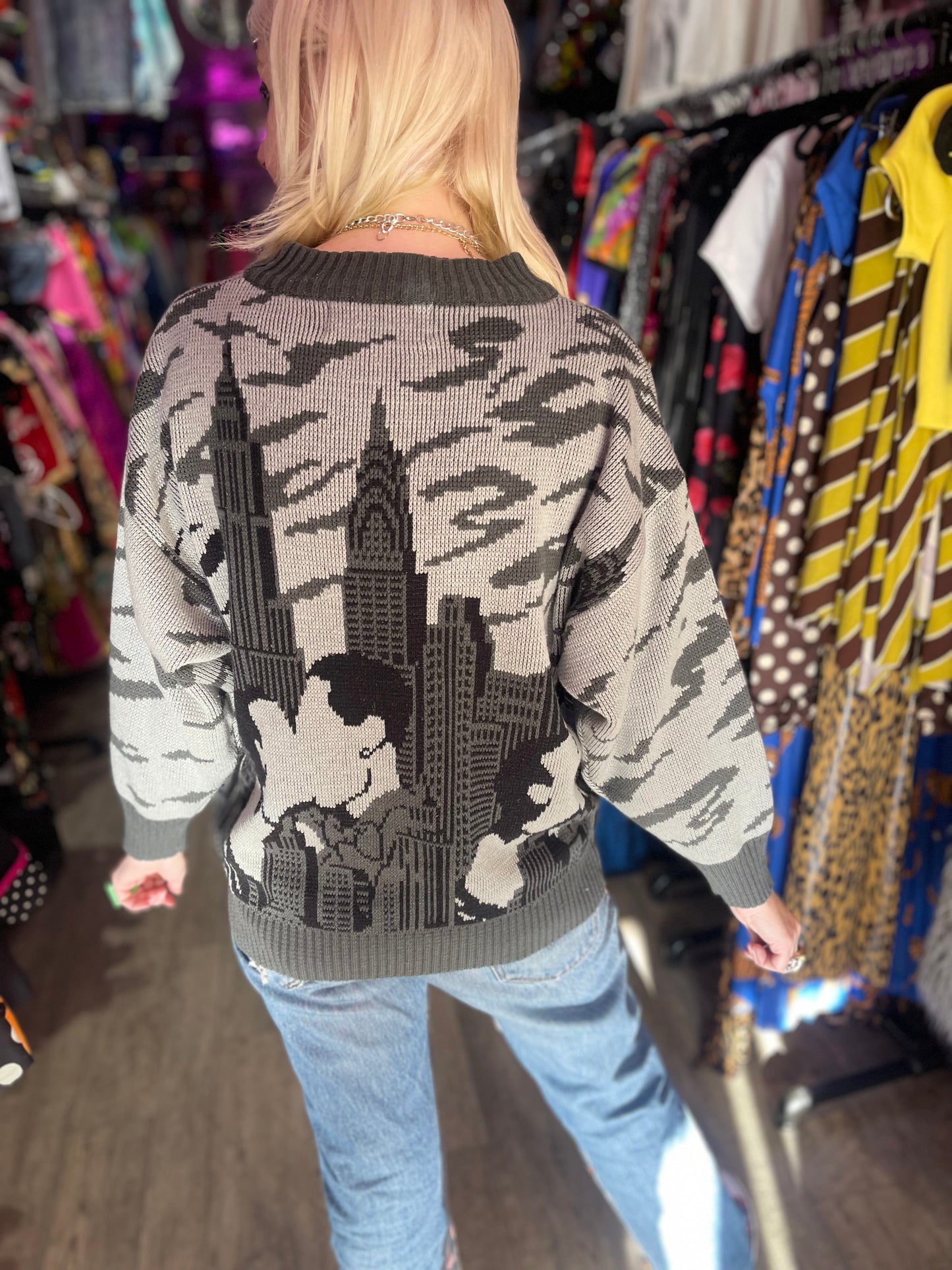 Vintage 80s New York New Wave Couple Sweater - Spark Pretty