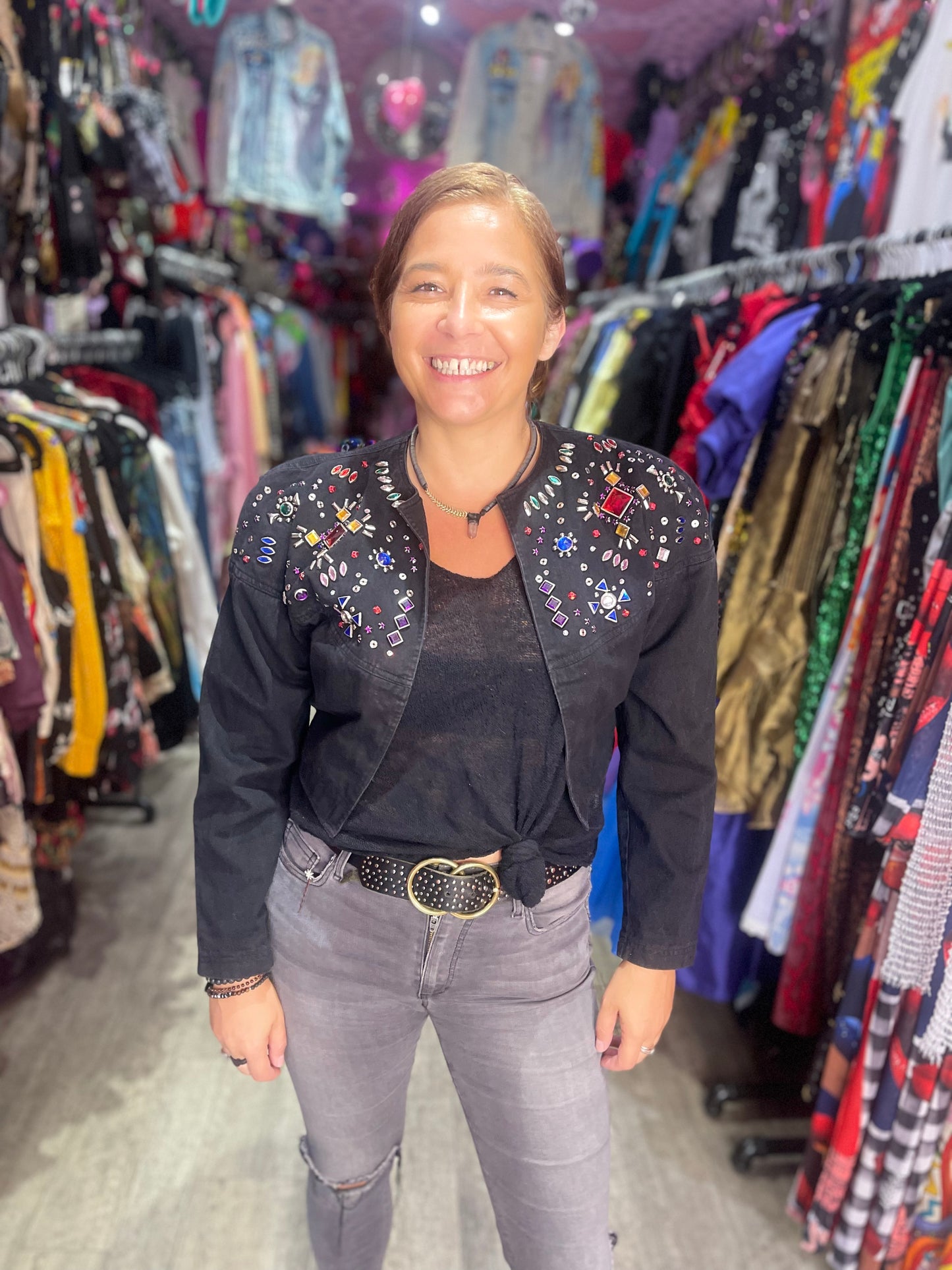 Vintage 80s Bedazzled Bolero Cropped Jacket