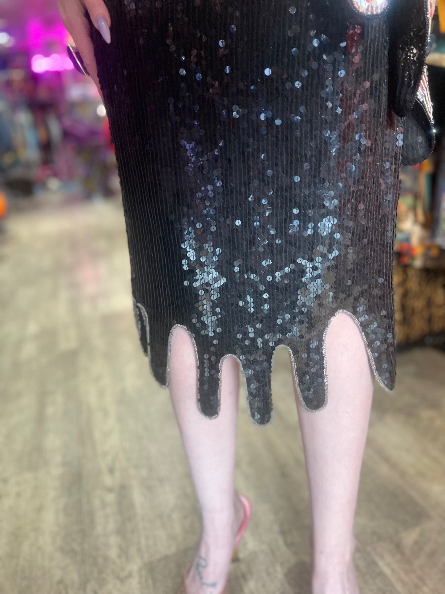 Vintage 80s Sequin Drip Style Dress - Spark Pretty