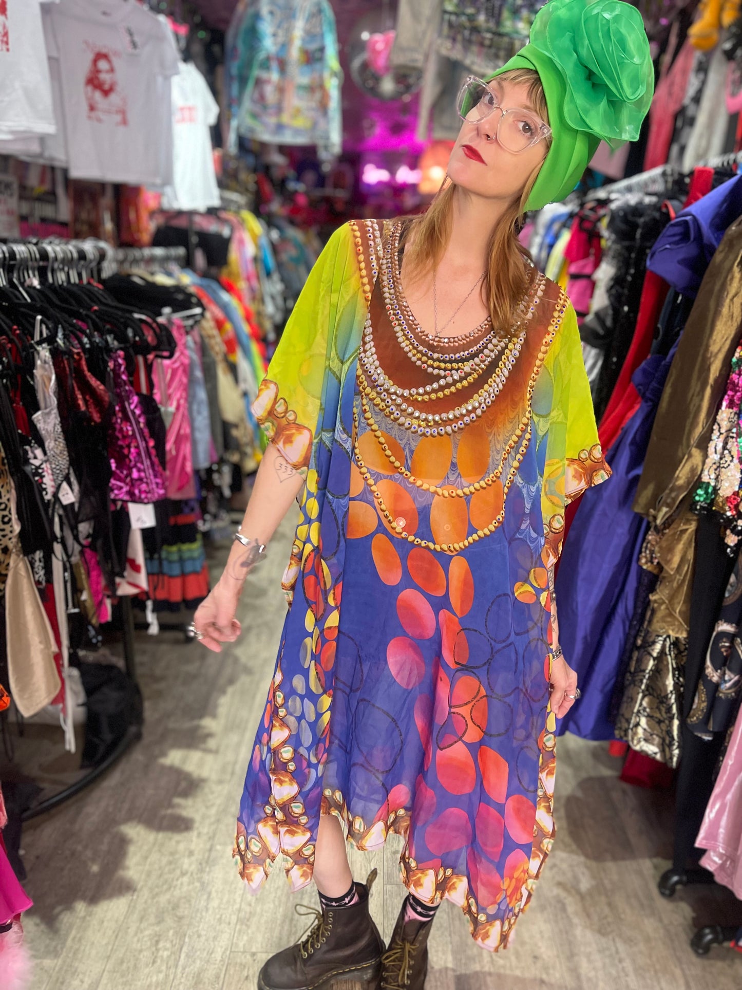 Vintage Y2K Colorful Sheer Jeweled Caftan