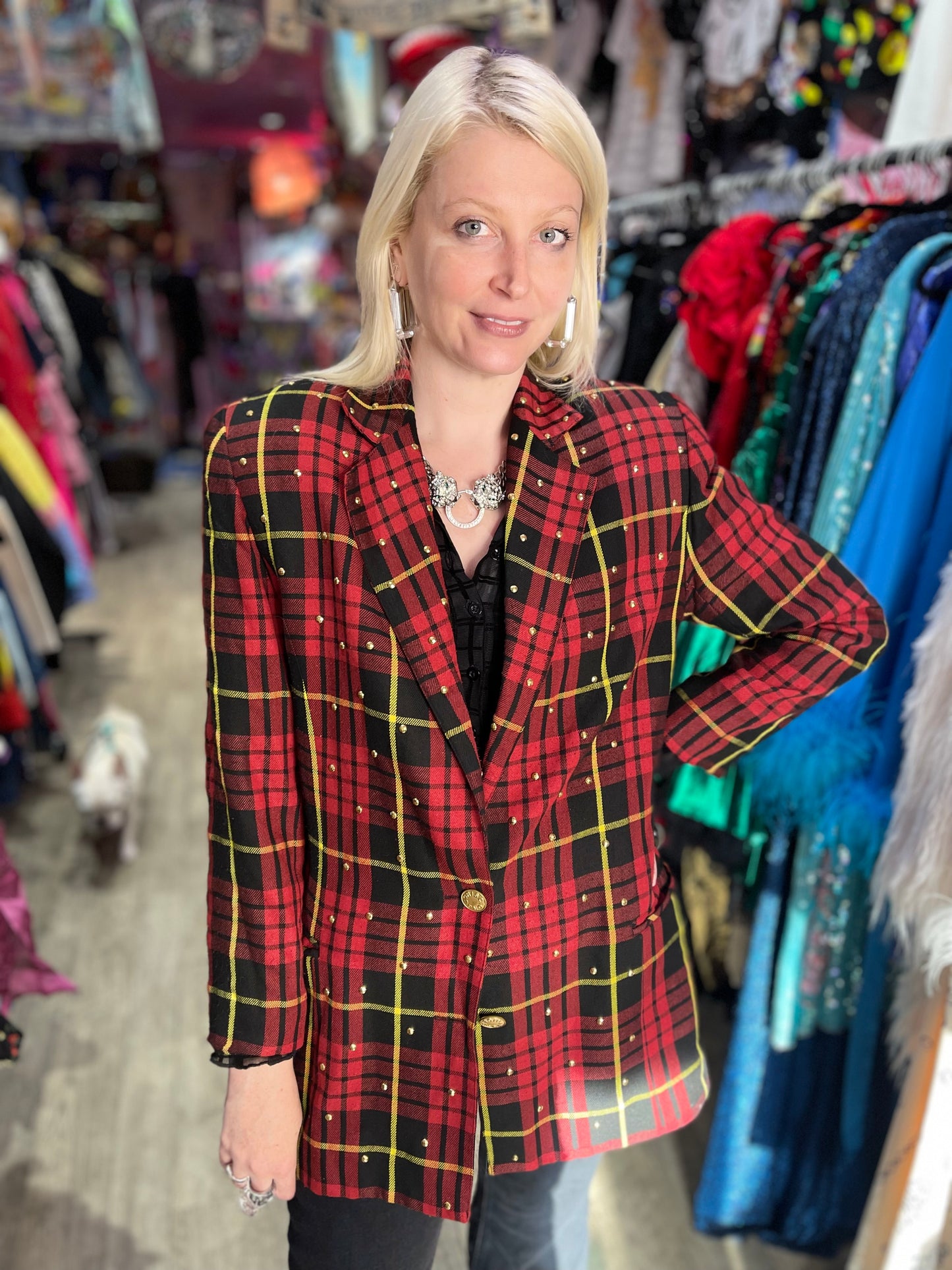 Vintage 90s Red Plaid Blazer