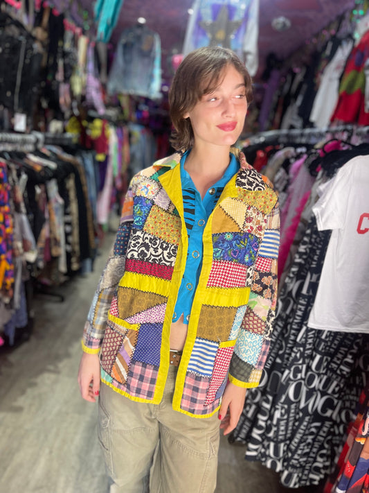 Vintage 70s Hand Made Coat of Many Colors Jacket - Spark Pretty