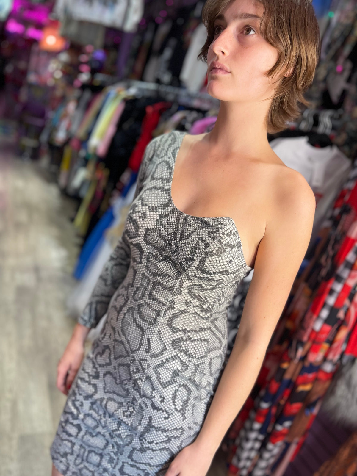 Vintage 80s Punk Label Snake Betsey Johnson Dress