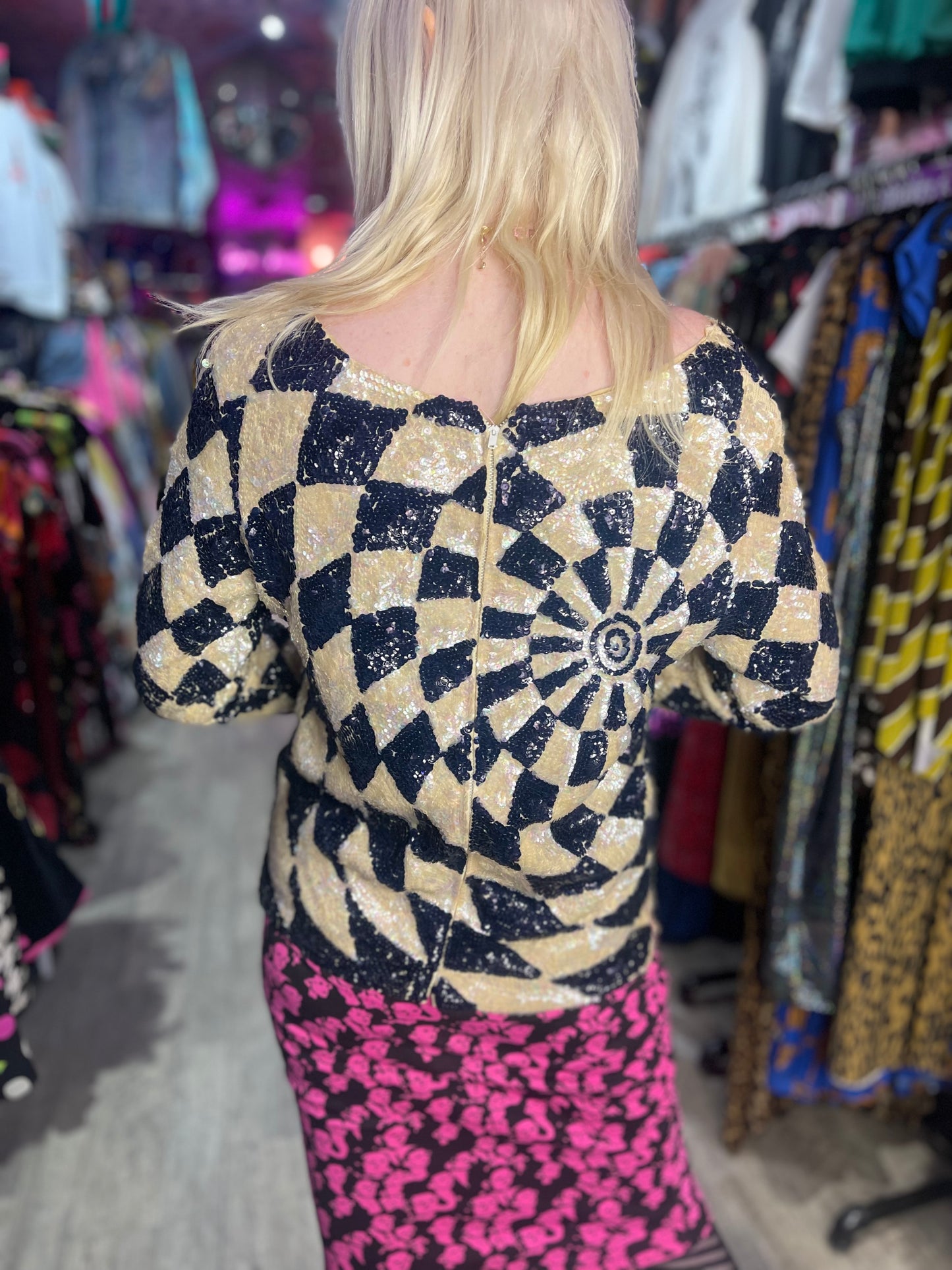 Vintage 70s Sequin Swirl Top