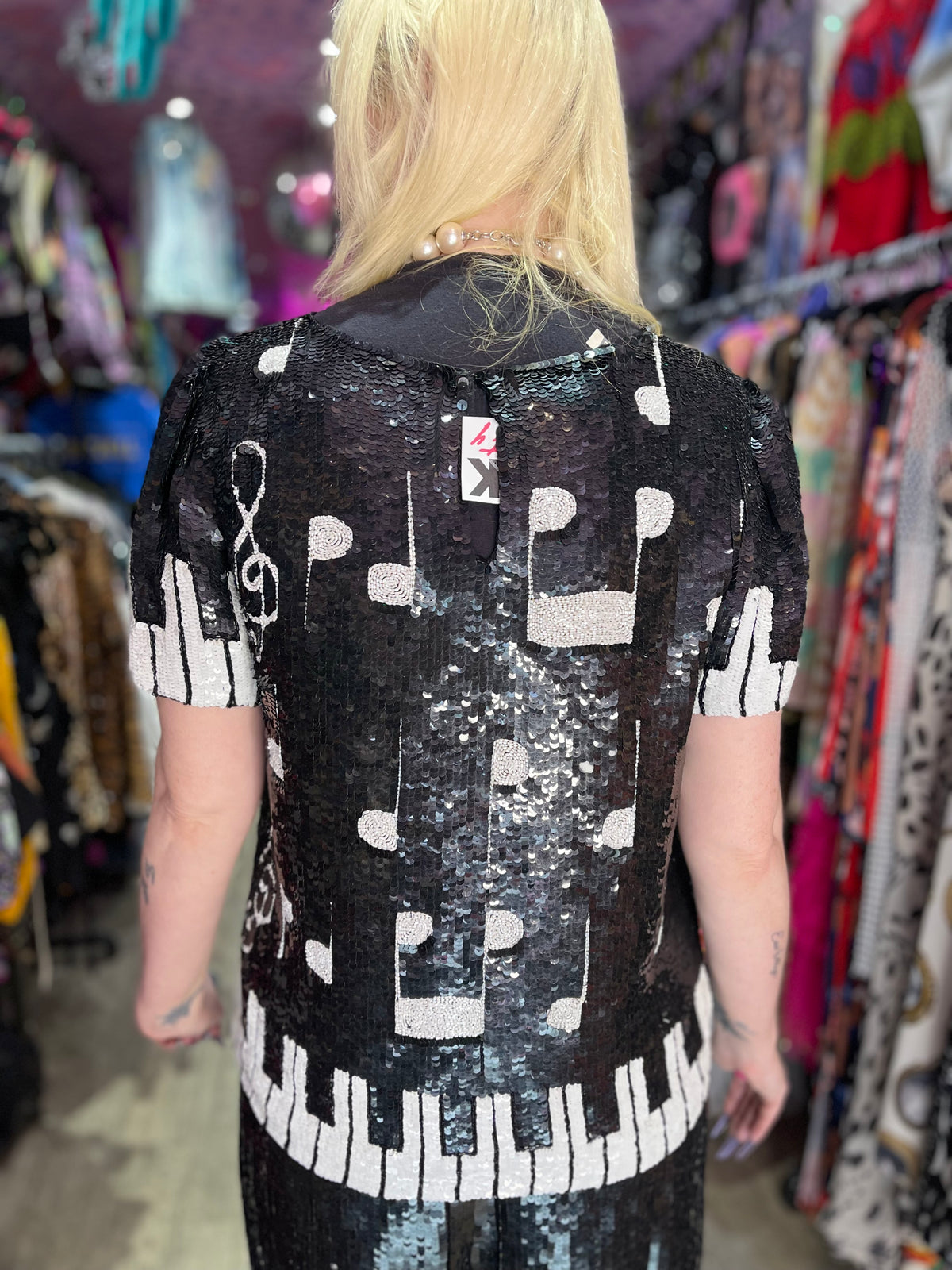 Vintage 80s Sequin Piano Key Sequin Top