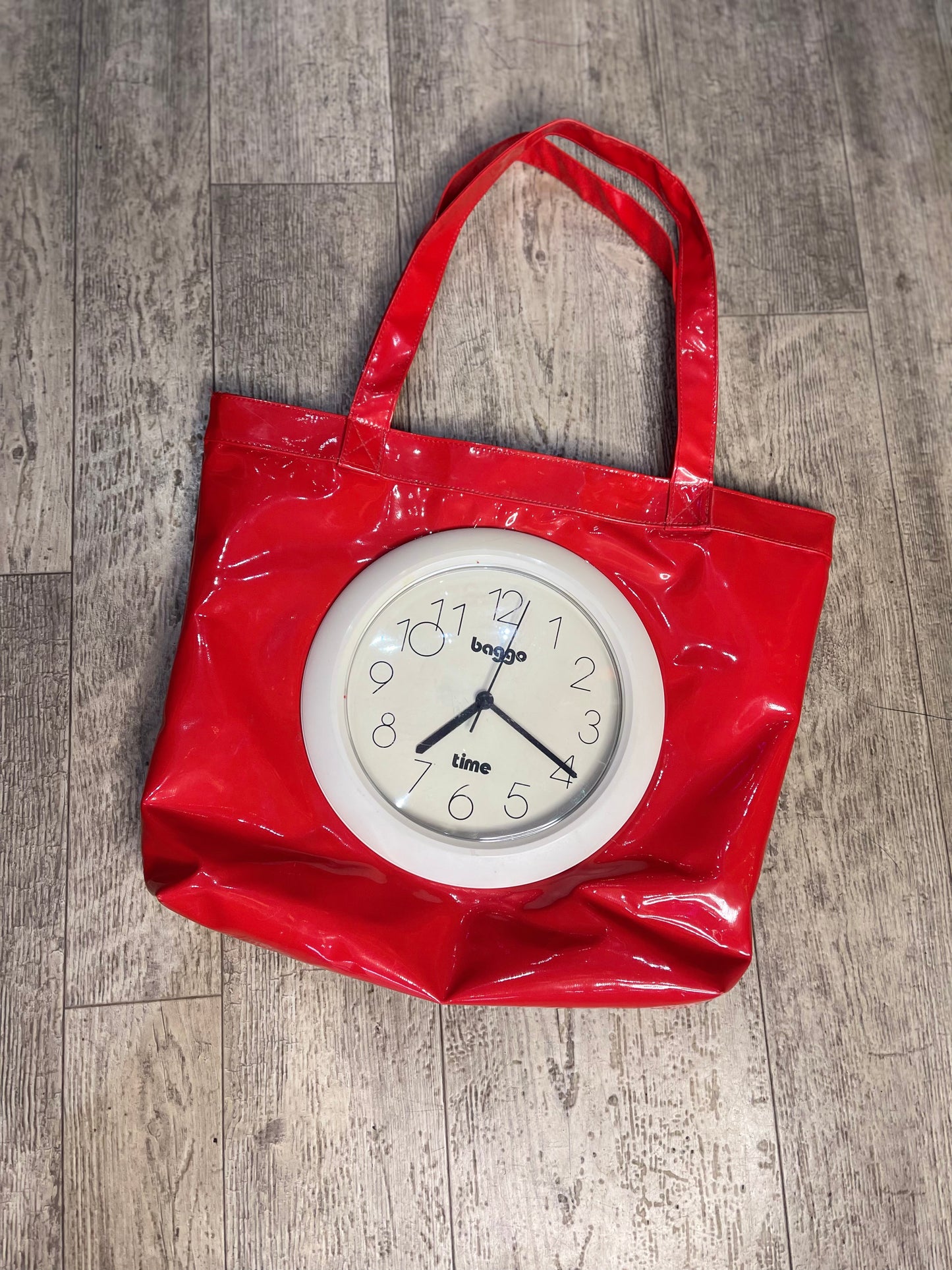 Vintage 80s Red Clock Tote Bag
