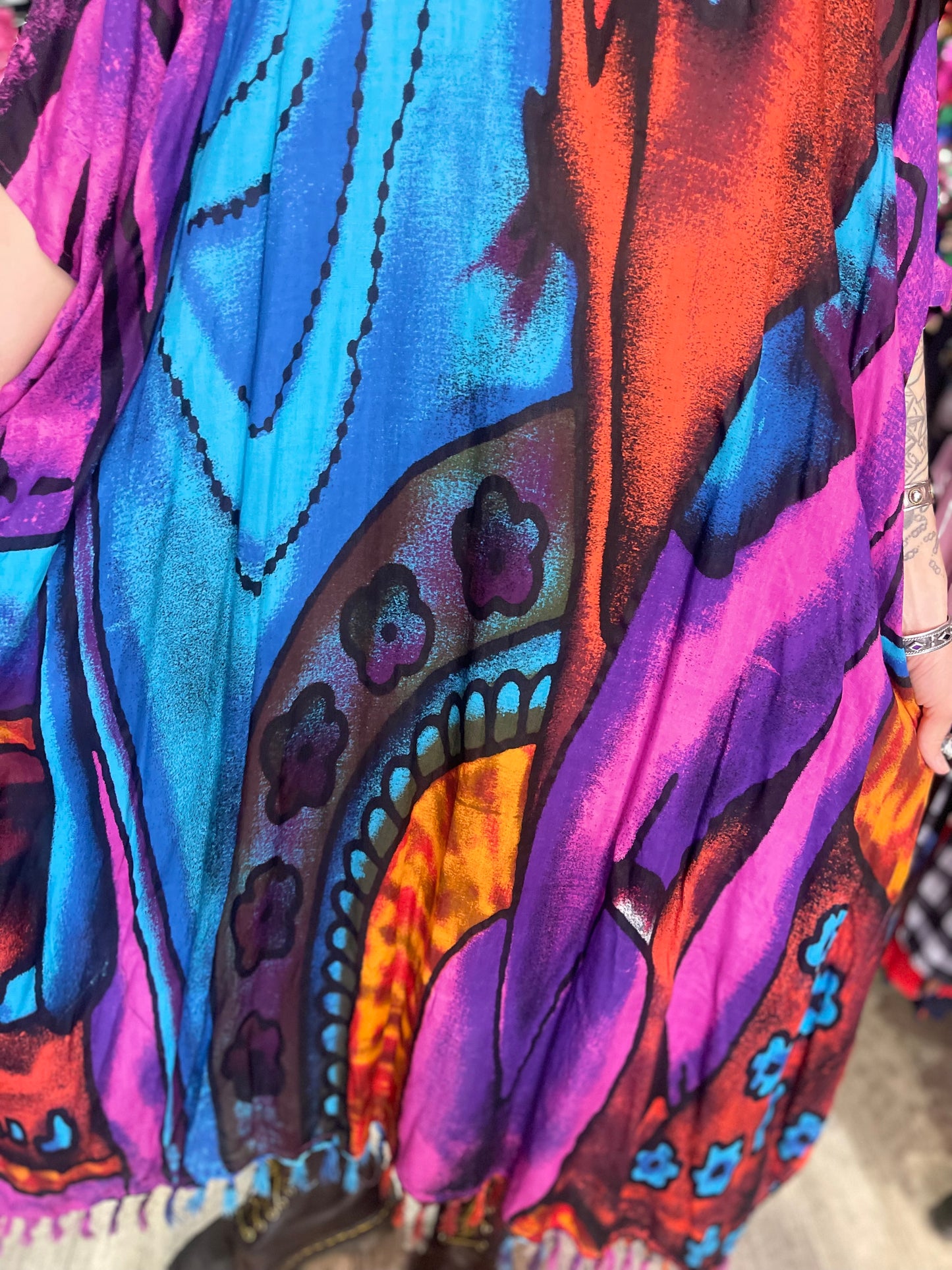 Vintage 80s Watercolor India Gauze Caftan