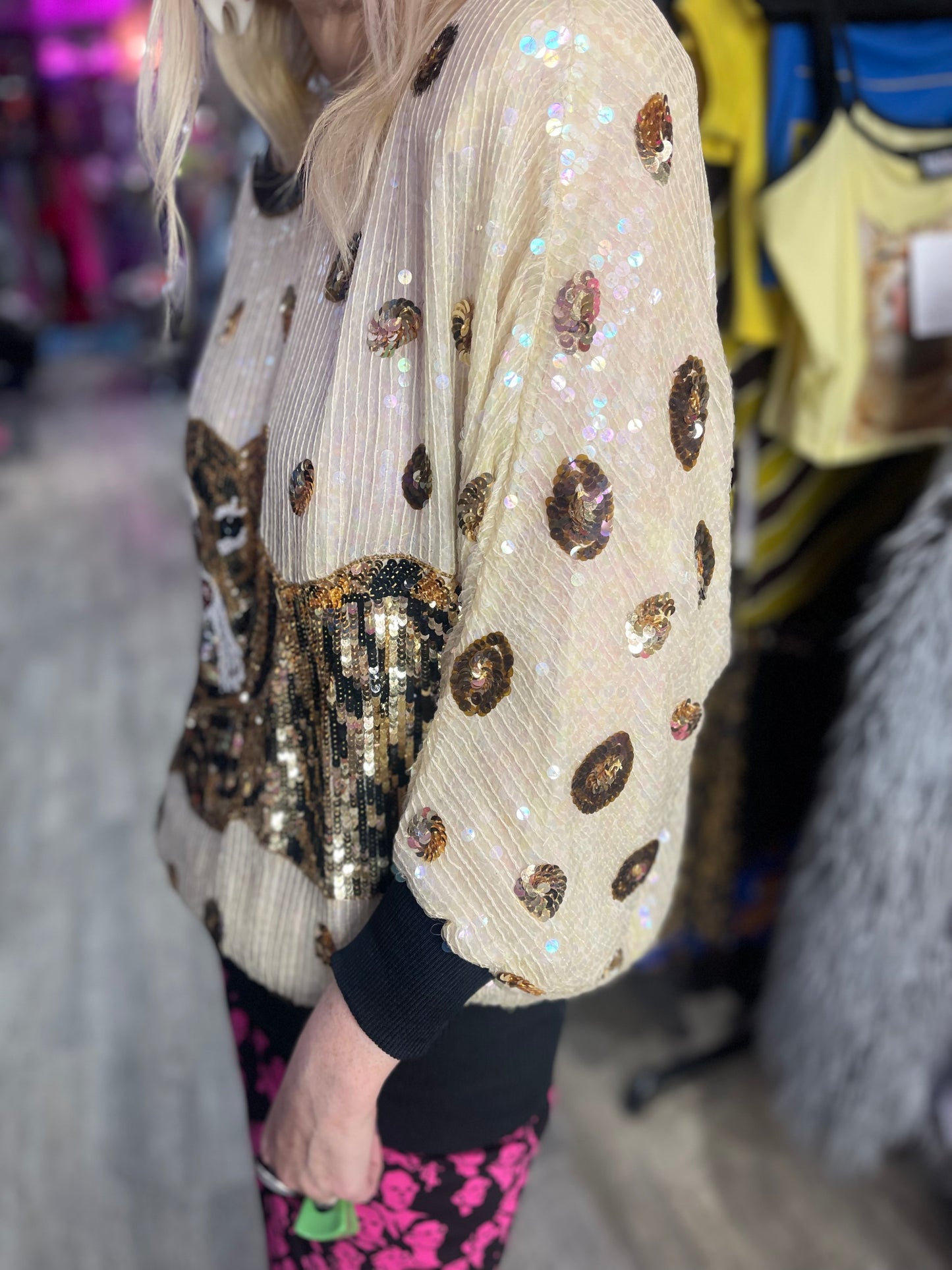 Vintage 80s Sequin Tiger Blouse
