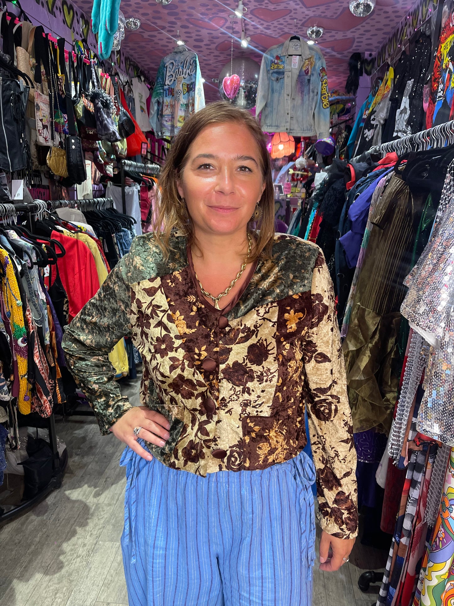 Vintage 90s Burnout Velvety Cropped Jacket