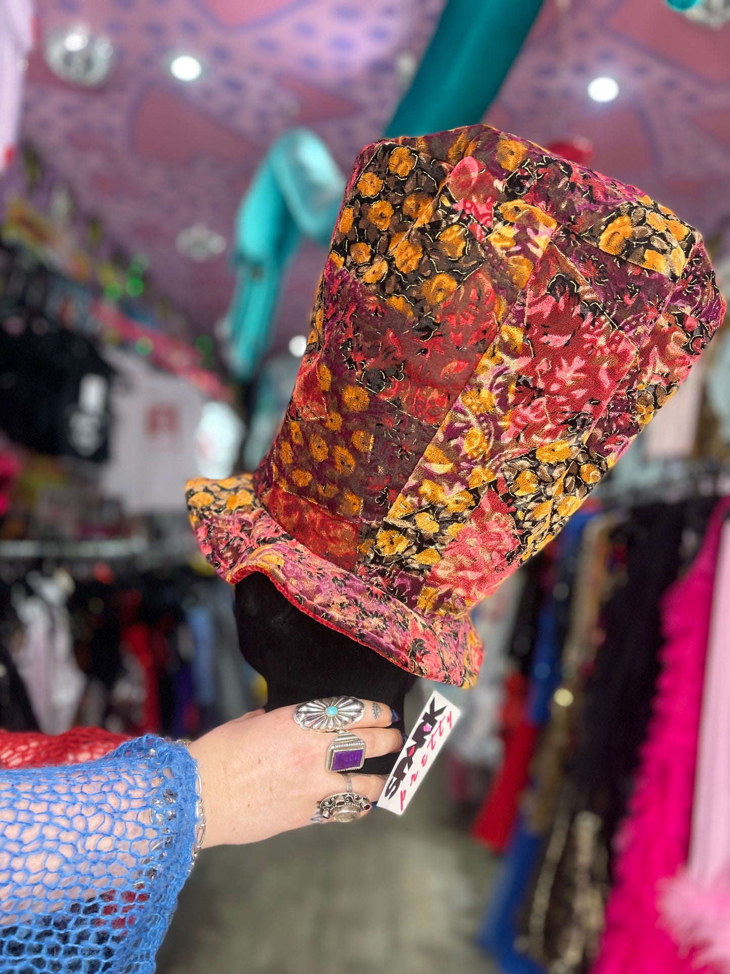 Vintage 90s Velvet Burnout XL Top Hat - Spark Pretty