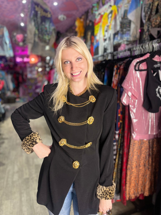 Vintage 90s Gold Lion Medallions Jacket - Spark Pretty