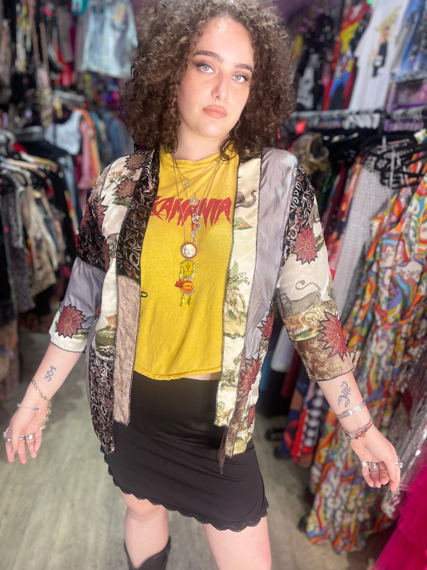 Vintage 90s Mix Printed Patchwork Kimono Jacket