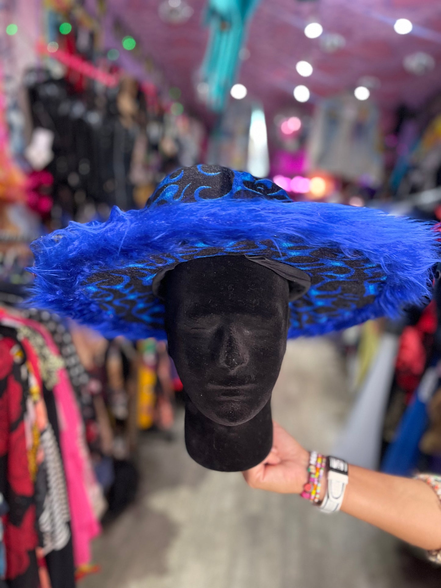 Flame and Faux Fur Rave Hat