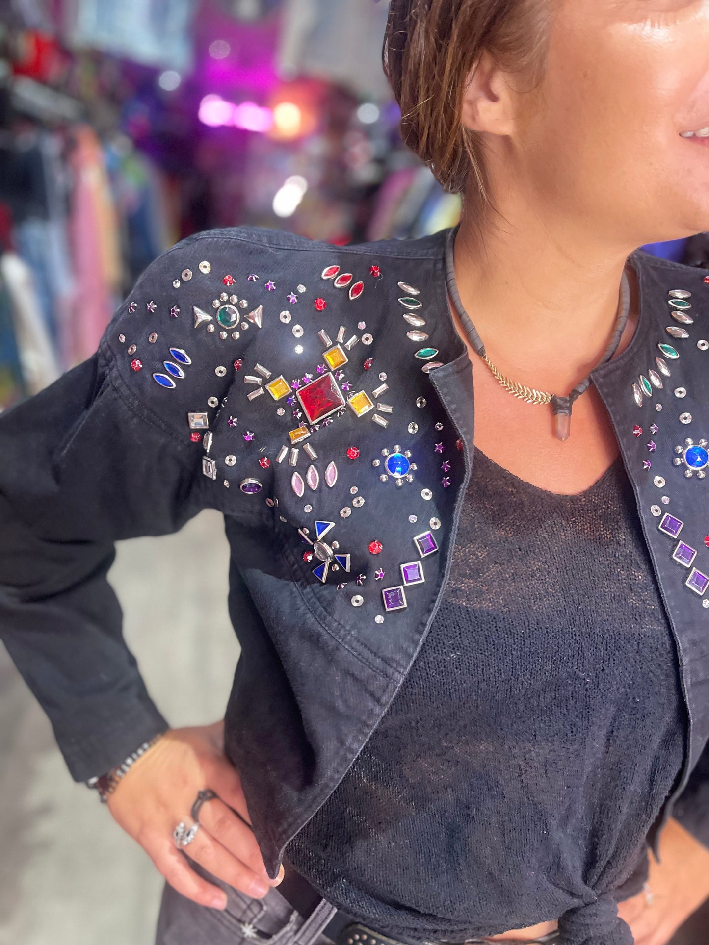 Vintage 80s Bedazzled Bolero Cropped Jacket