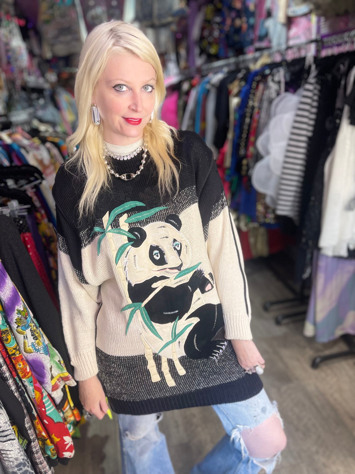 Vintage 80s Panda Sweater