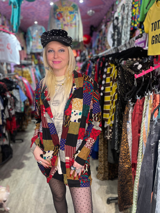 Vintage 90s Colorful Patchwork Blazer - Spark Pretty
