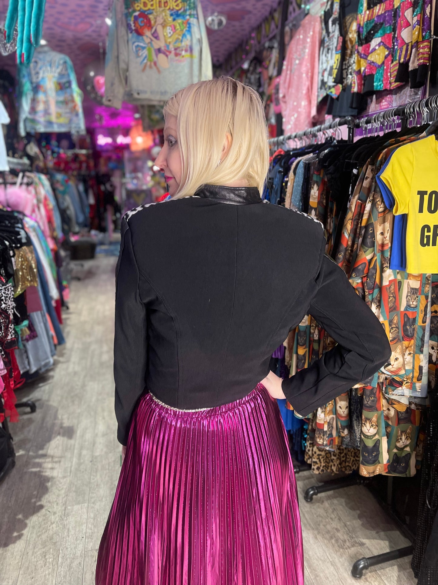 Vintage 90s Leopard and Leather Cropped Jacket - Spark Pretty