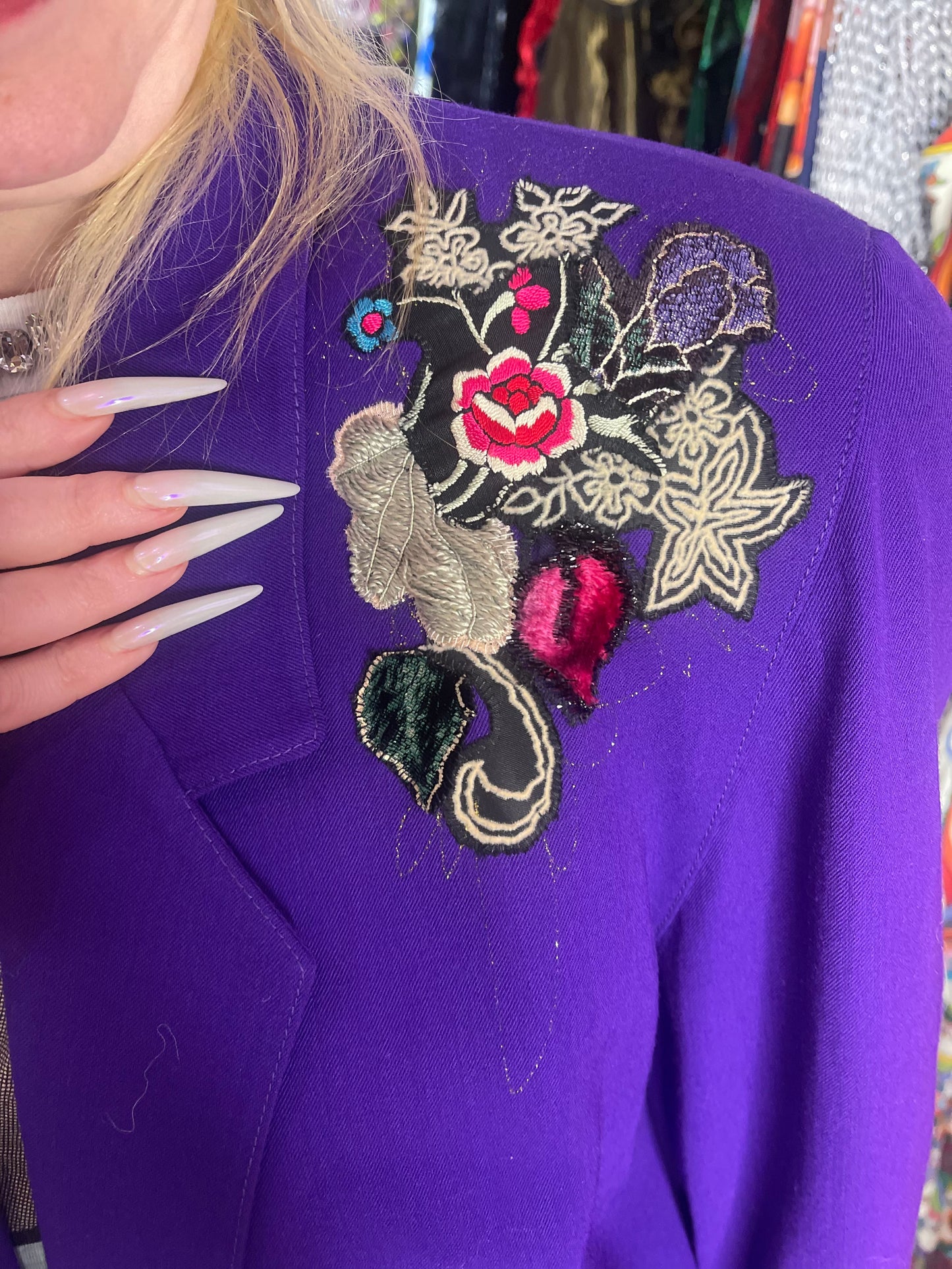 Vintage 90s Purple embroidered Blazer