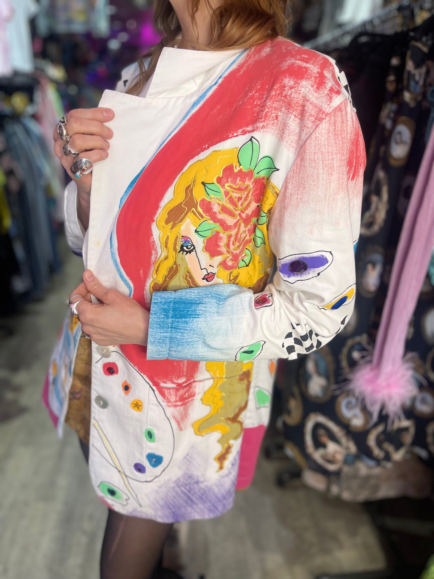 Vintage 90s Painted and Bedazzled Blazer - Spark Pretty