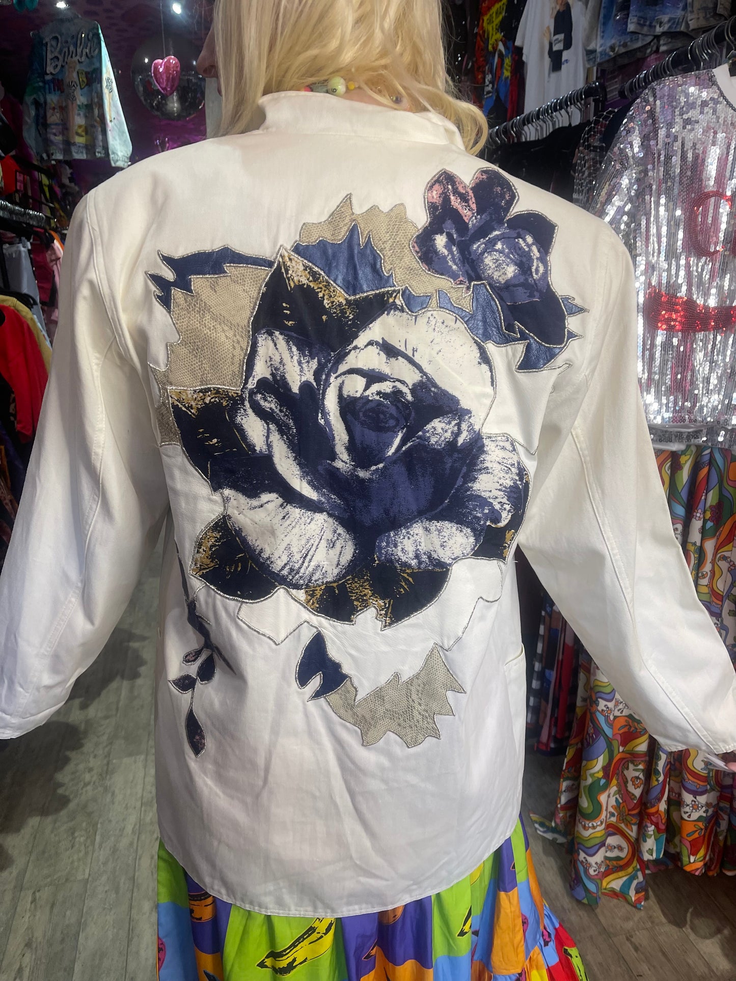 Vintage 90s Blue Rose Blazer