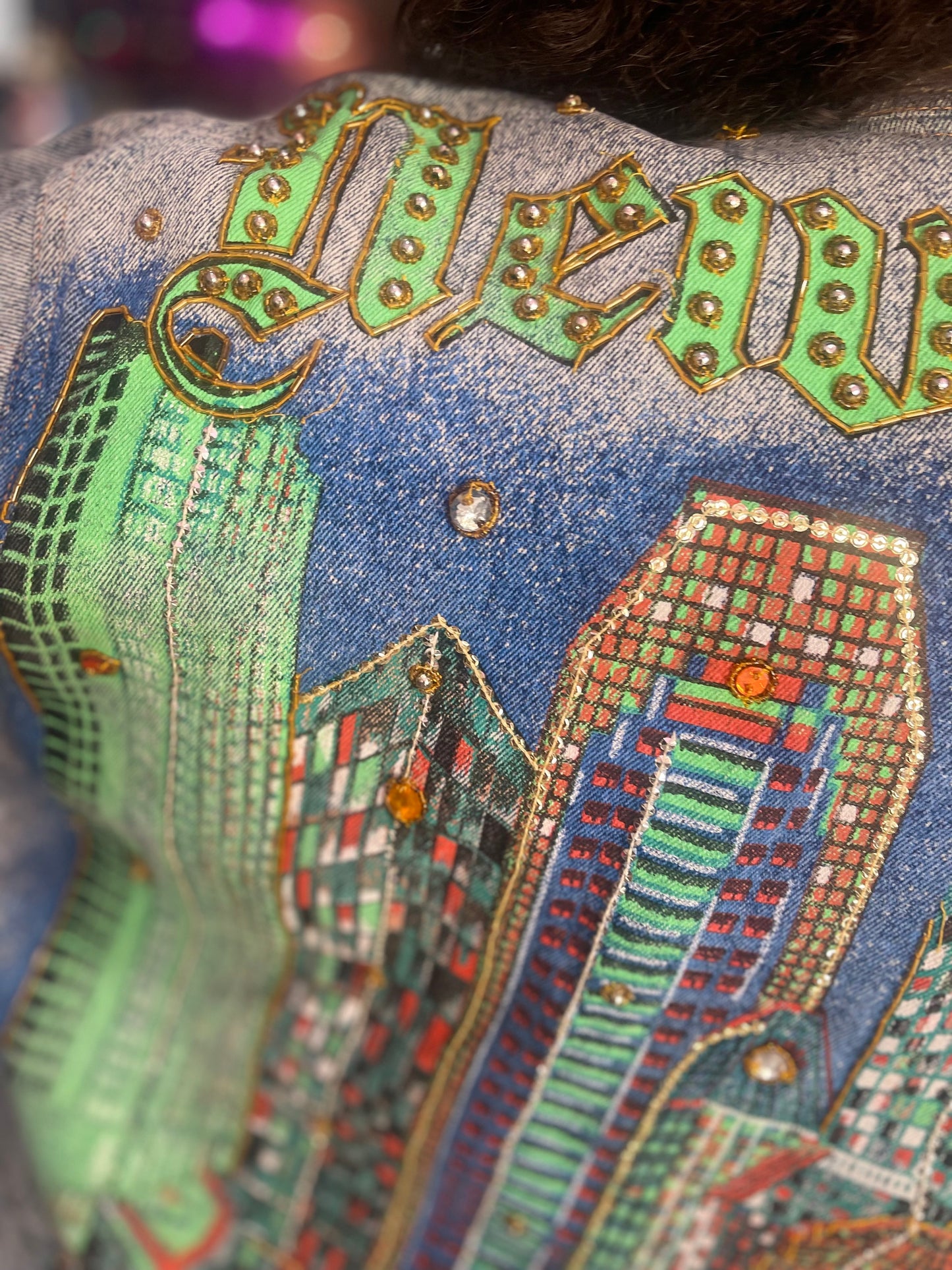 Vintage 80s Painted and Bedazzled New York Jean Jacket - Spark Pretty
