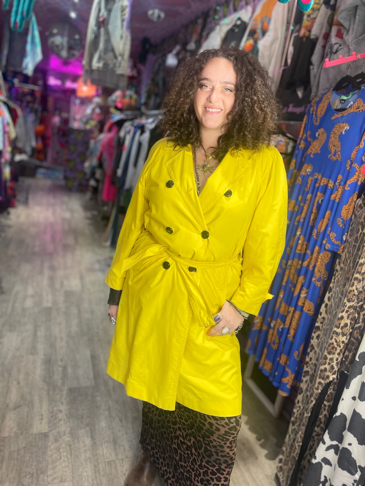 Vintage 90s Escada Yellow Trench Coat