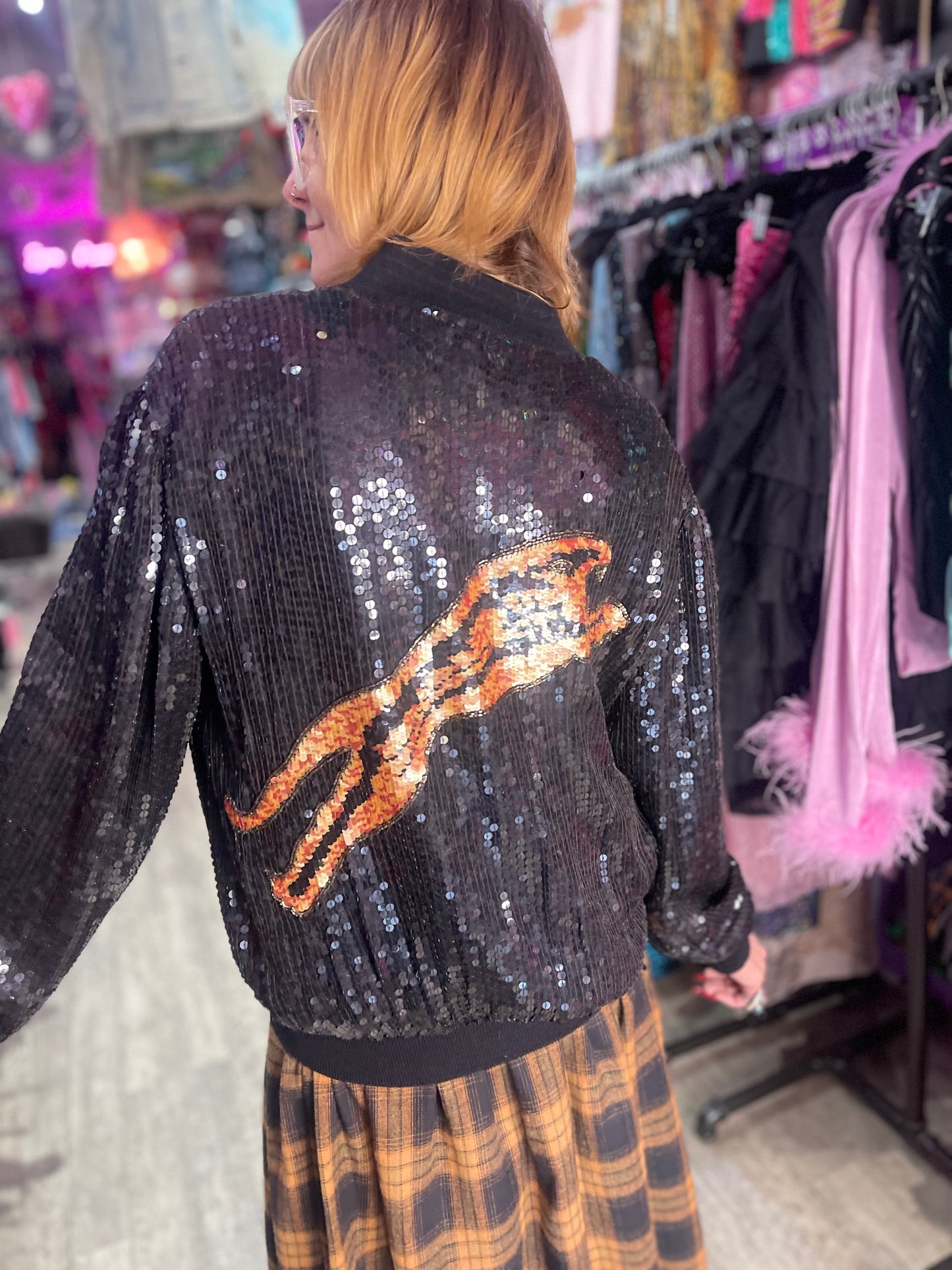 80s Sequin Jaguar Bomber Jacket - Spark Pretty