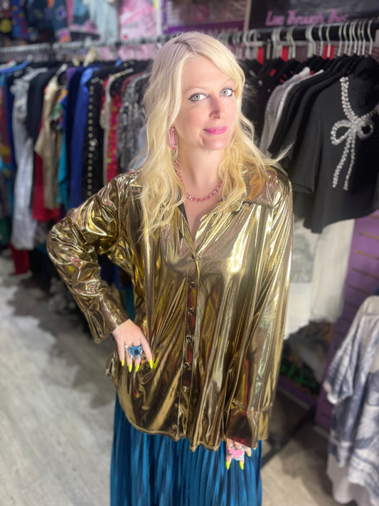 Vintage Y2K Gold Lamè Blouse