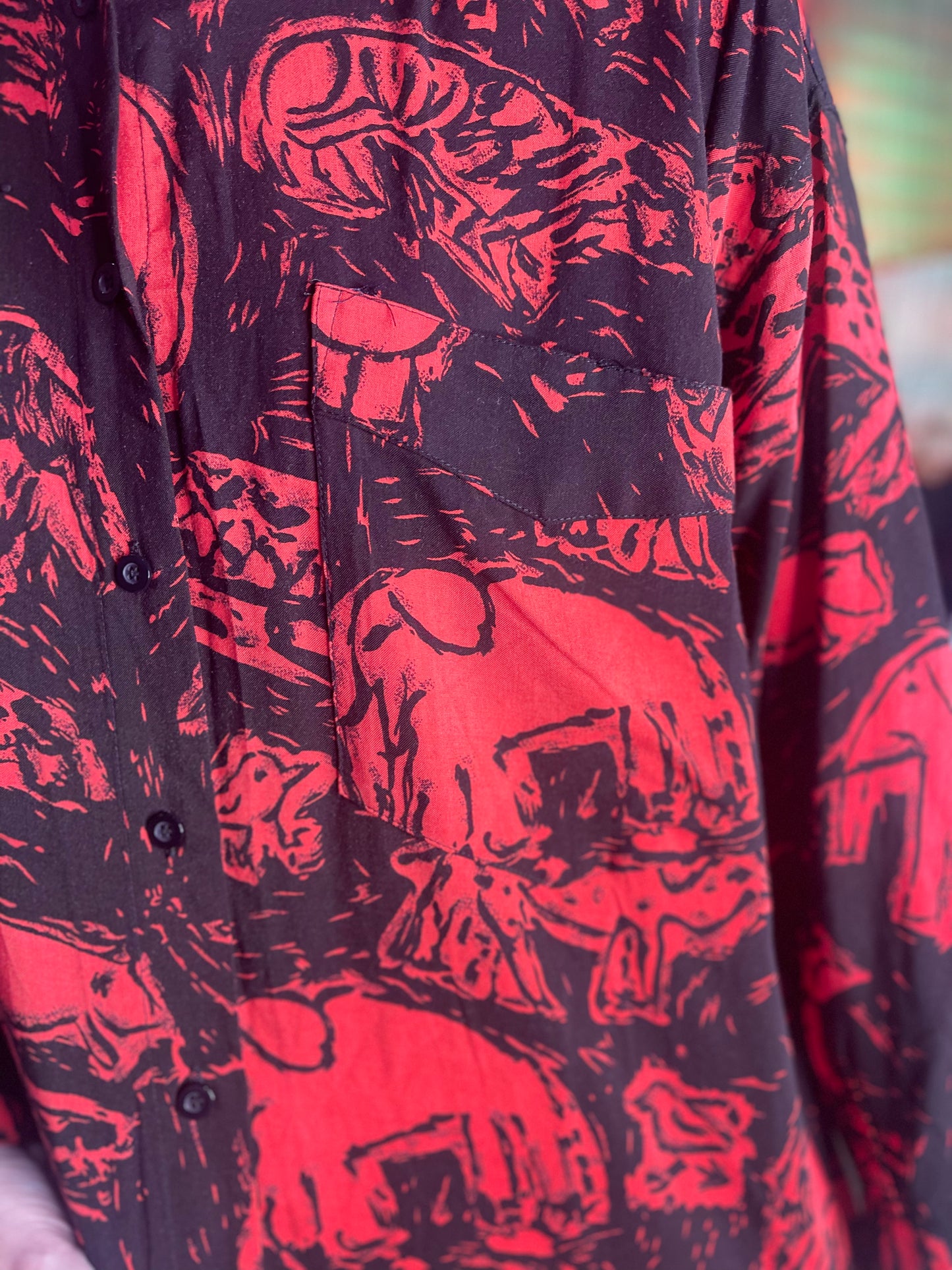 Vintage Red Safari Animals 90’s Longline Shirt