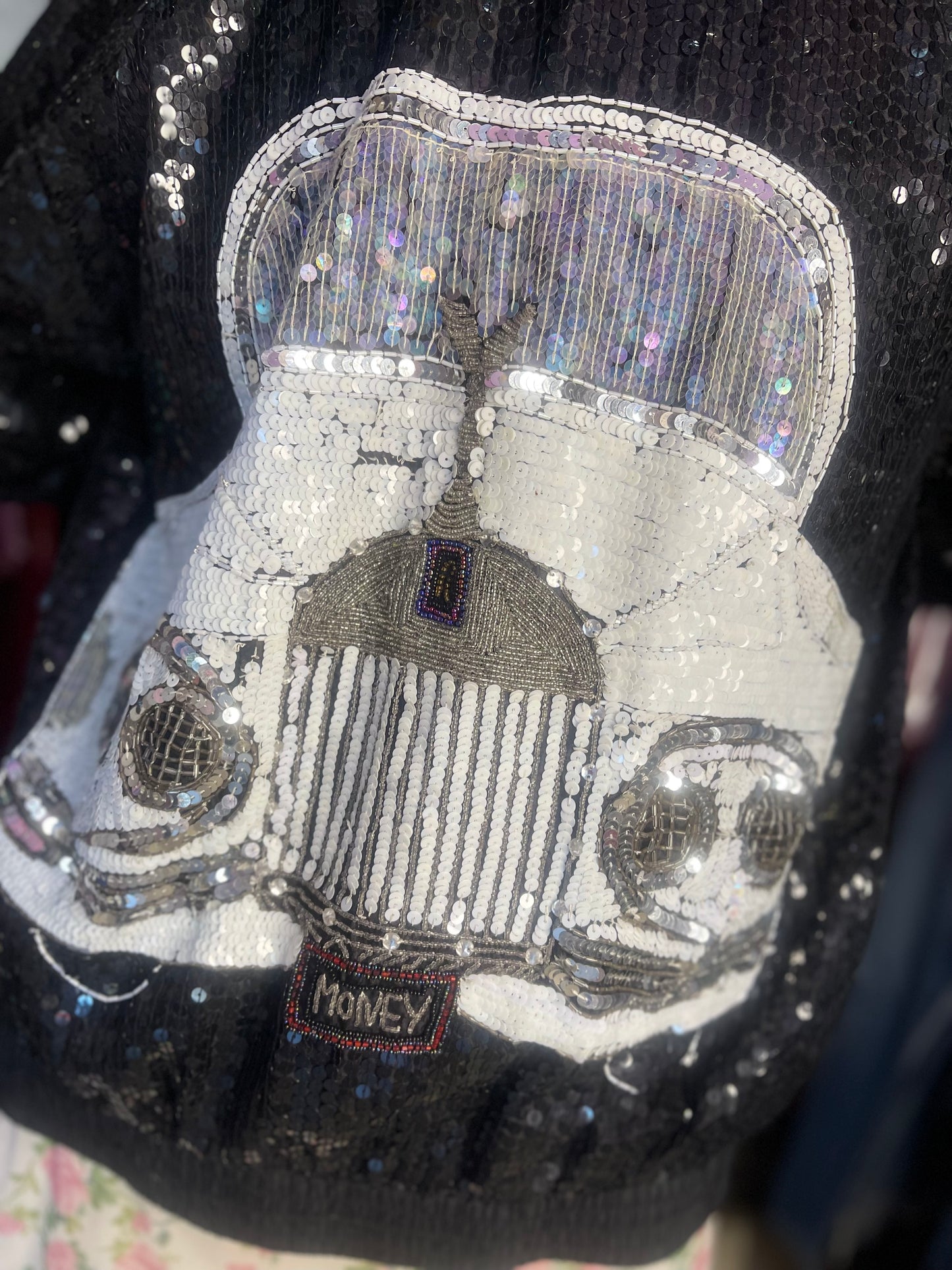 Vintage 80s Sequin Rolls Royce Bomber Jacket
