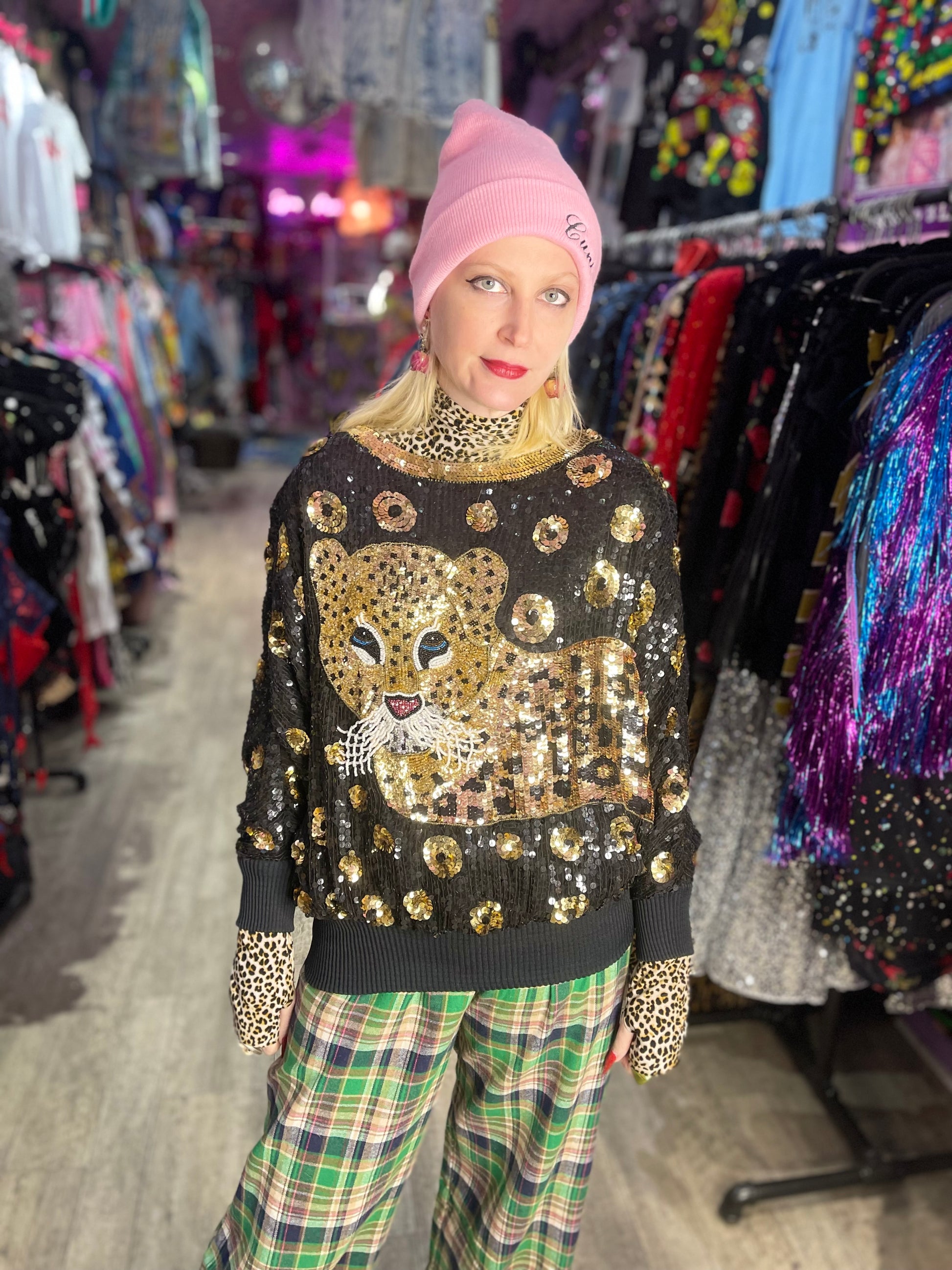Vintage 80s Sequin Tiger Blouse - Spark Pretty