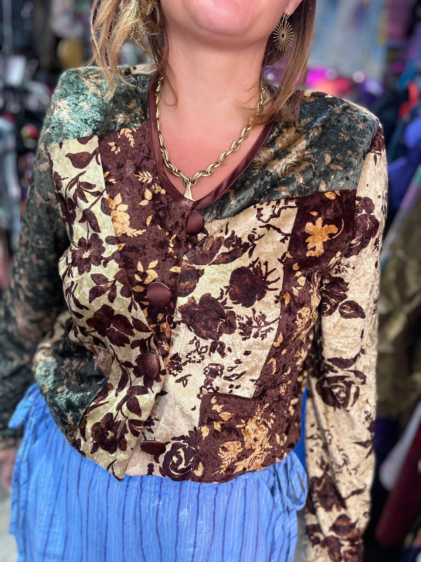Vintage 90s Burnout Velvety Cropped Jacket