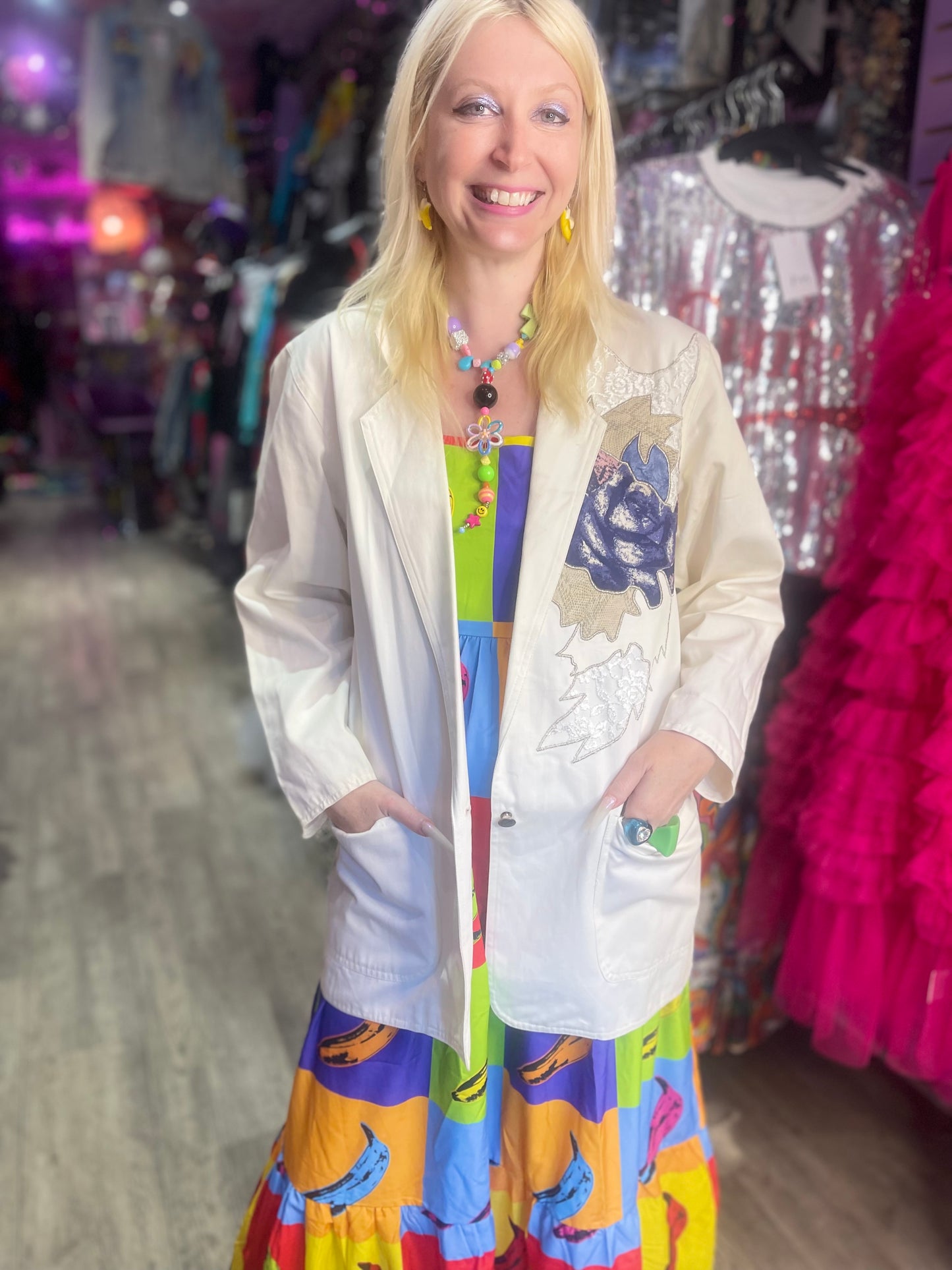 Vintage 90s Blue Rose Blazer