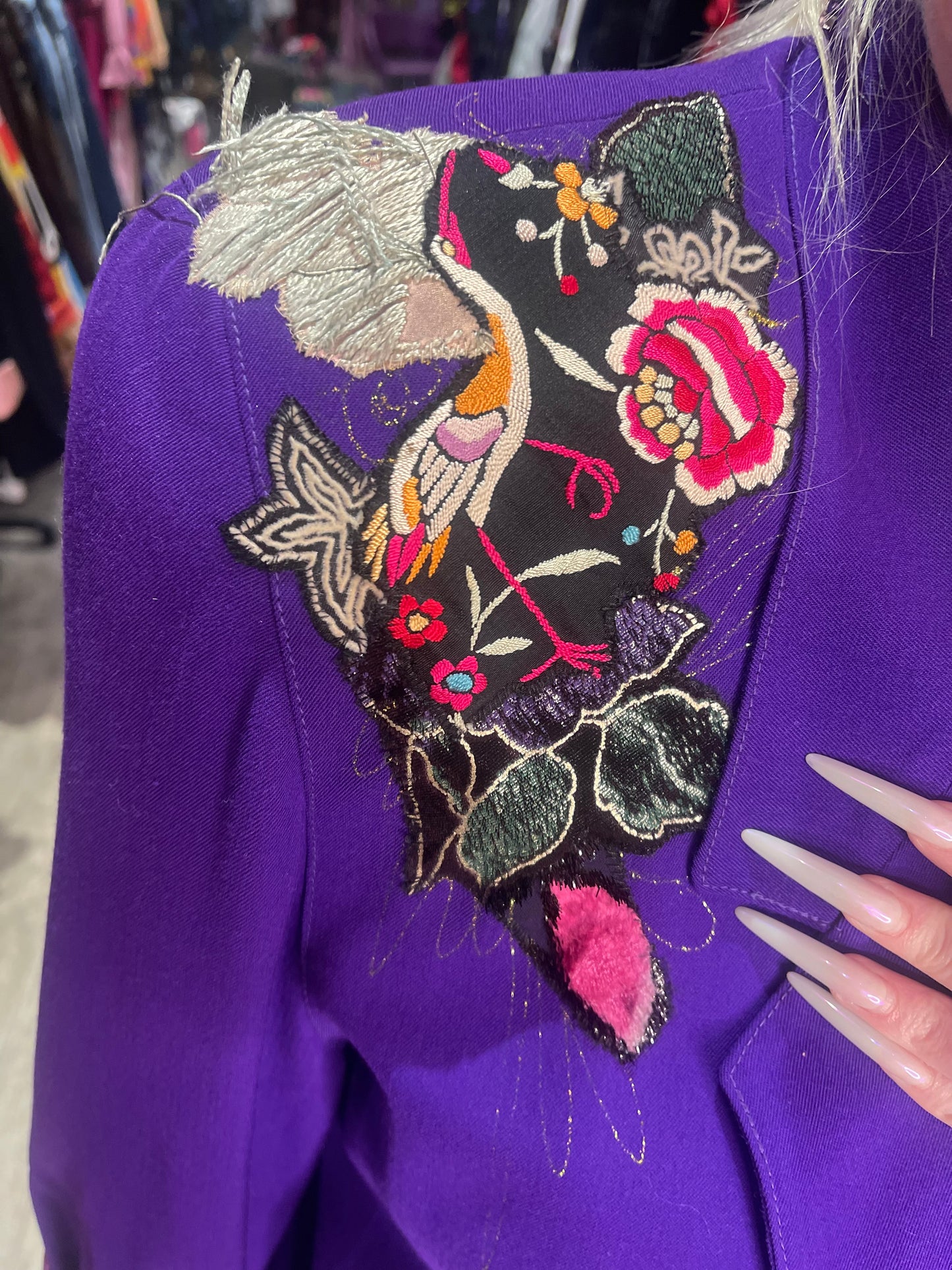 Vintage 90s Purple embroidered Blazer