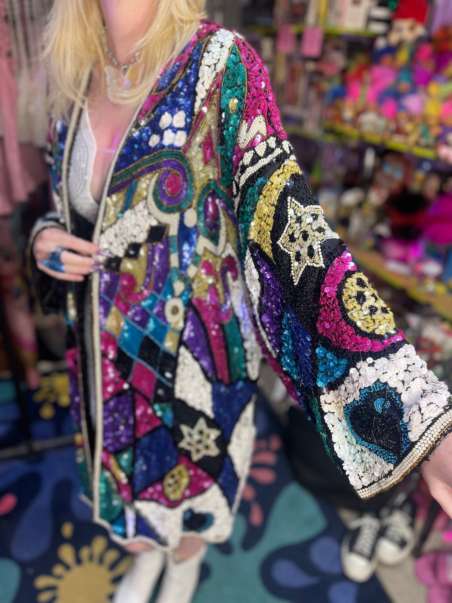 Vintage 80s Sequin Encrusted Kimono Jacket