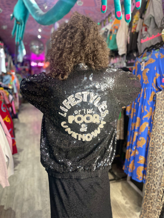 Vintage 80s 90s Sequin Lifestyles Bomber Jacket