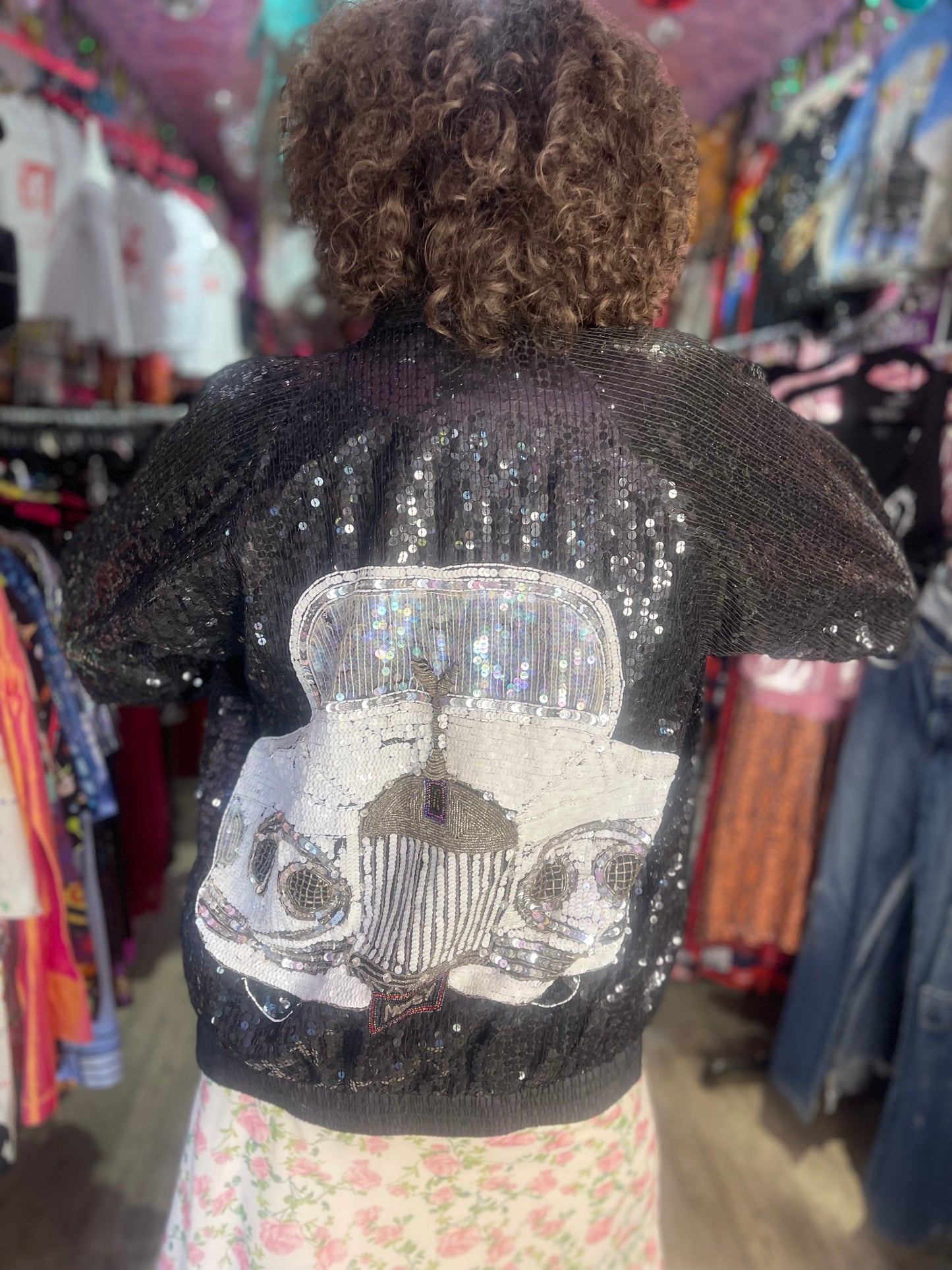 Vintage 80s Sequin Rolls Royce Bomber Jacket